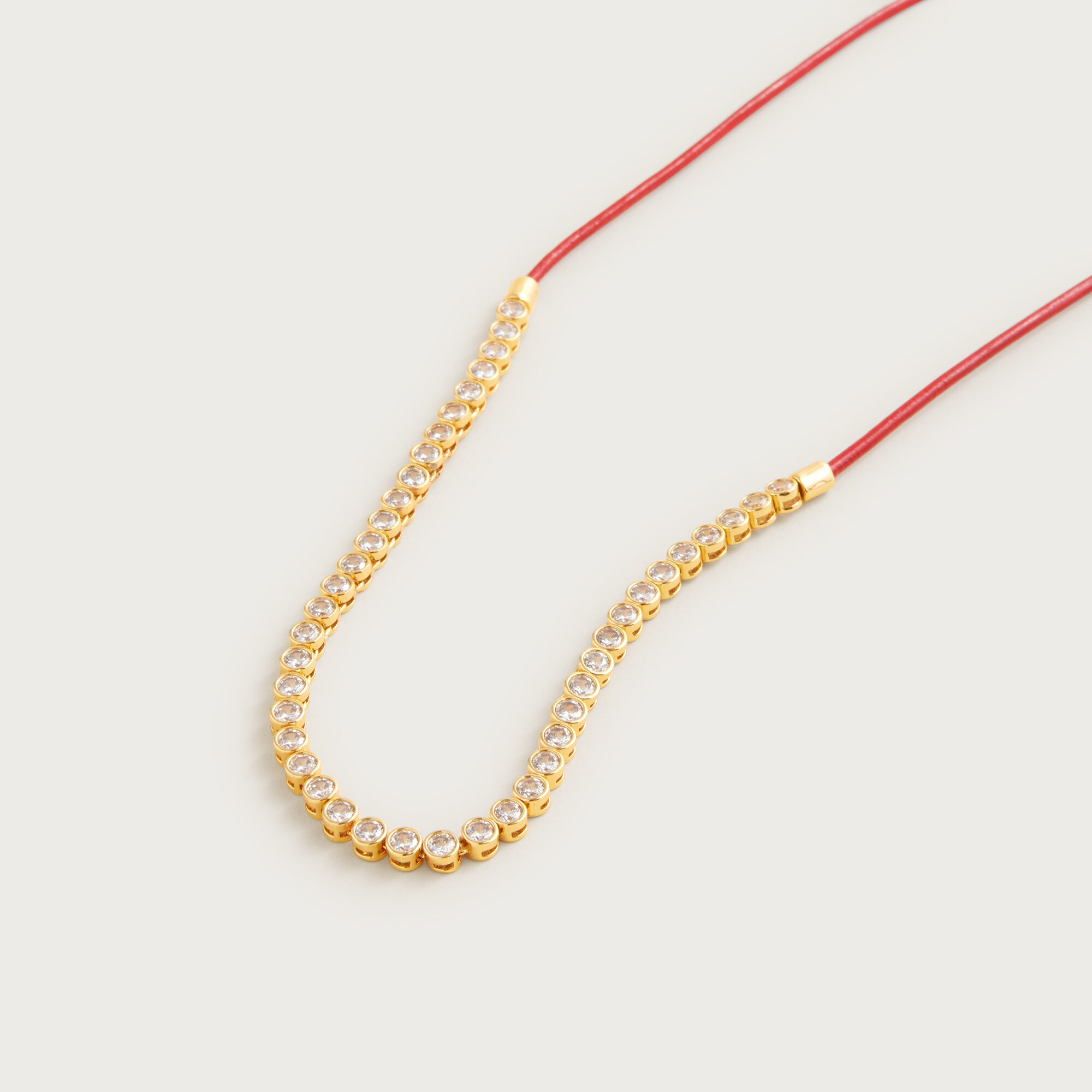 Leather And Cubic Zirconia Bezel-set Tennis Necklace For Women | J