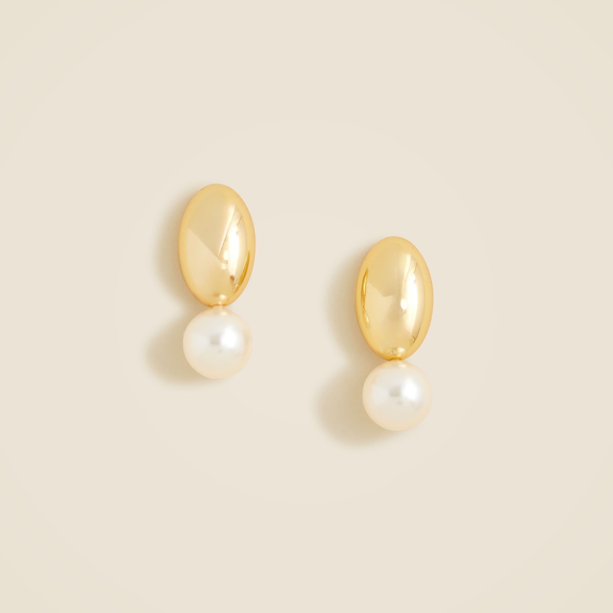 Pearl and metallic disc earrings