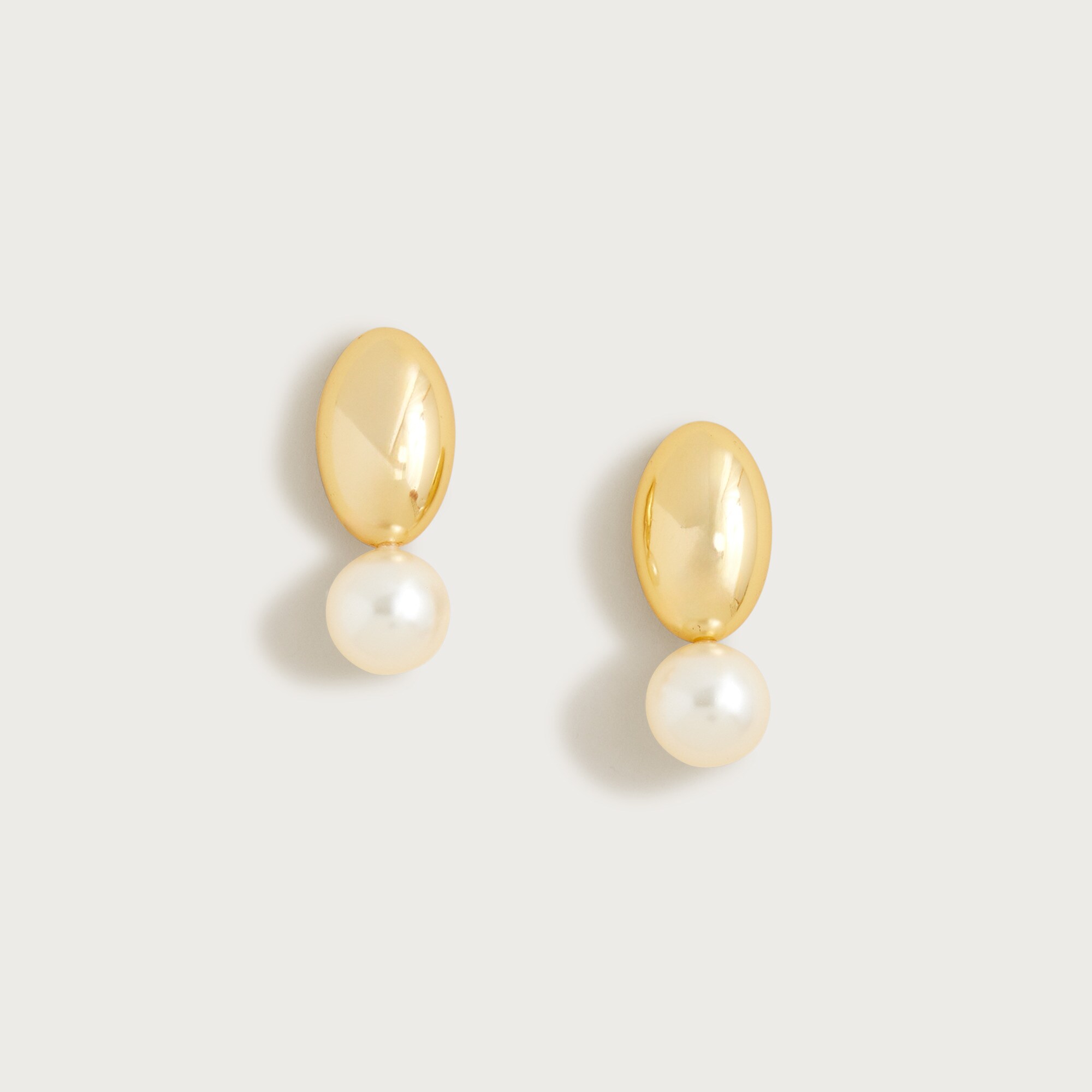 Pearl and metallic disc earrings