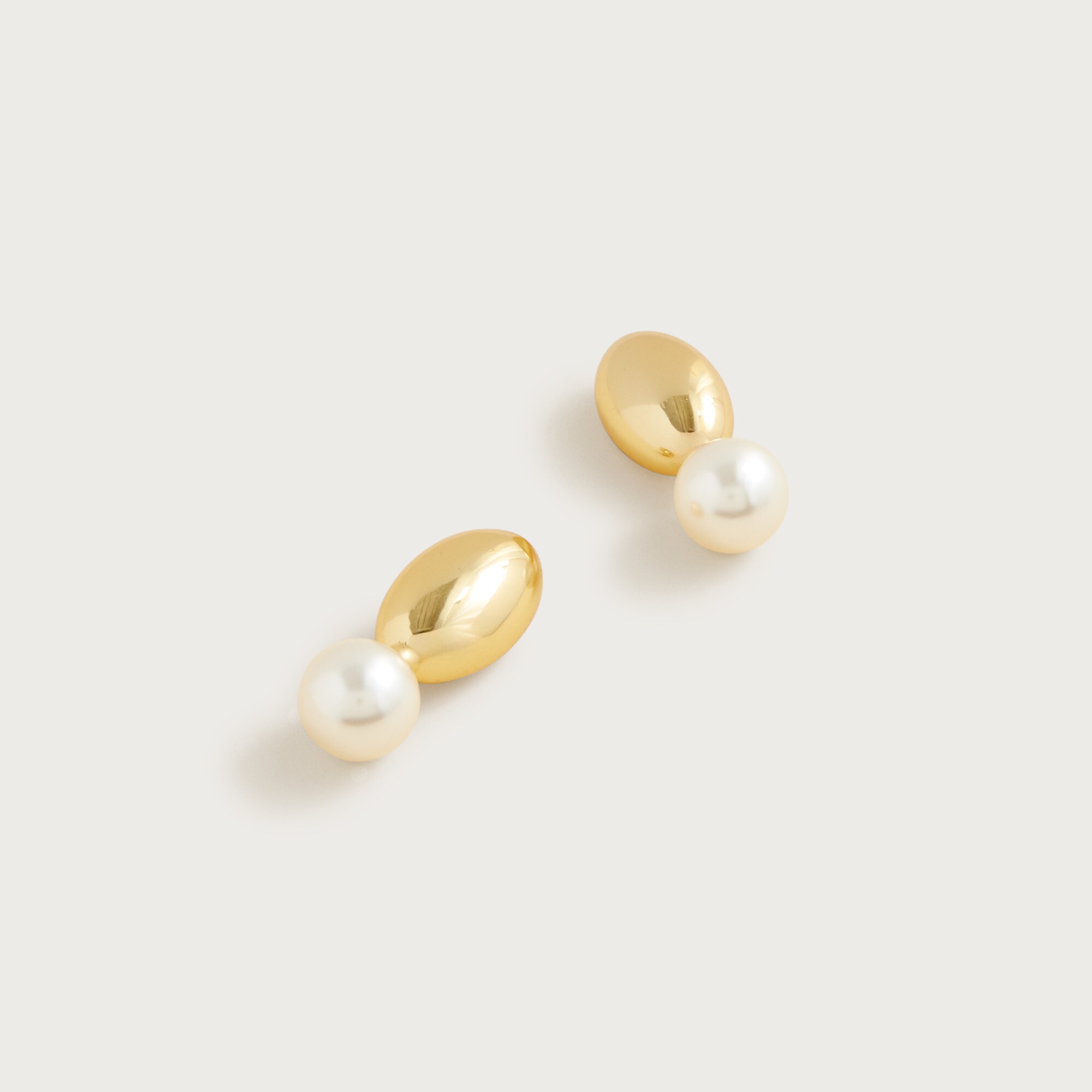 Pearl and metallic disc earrings