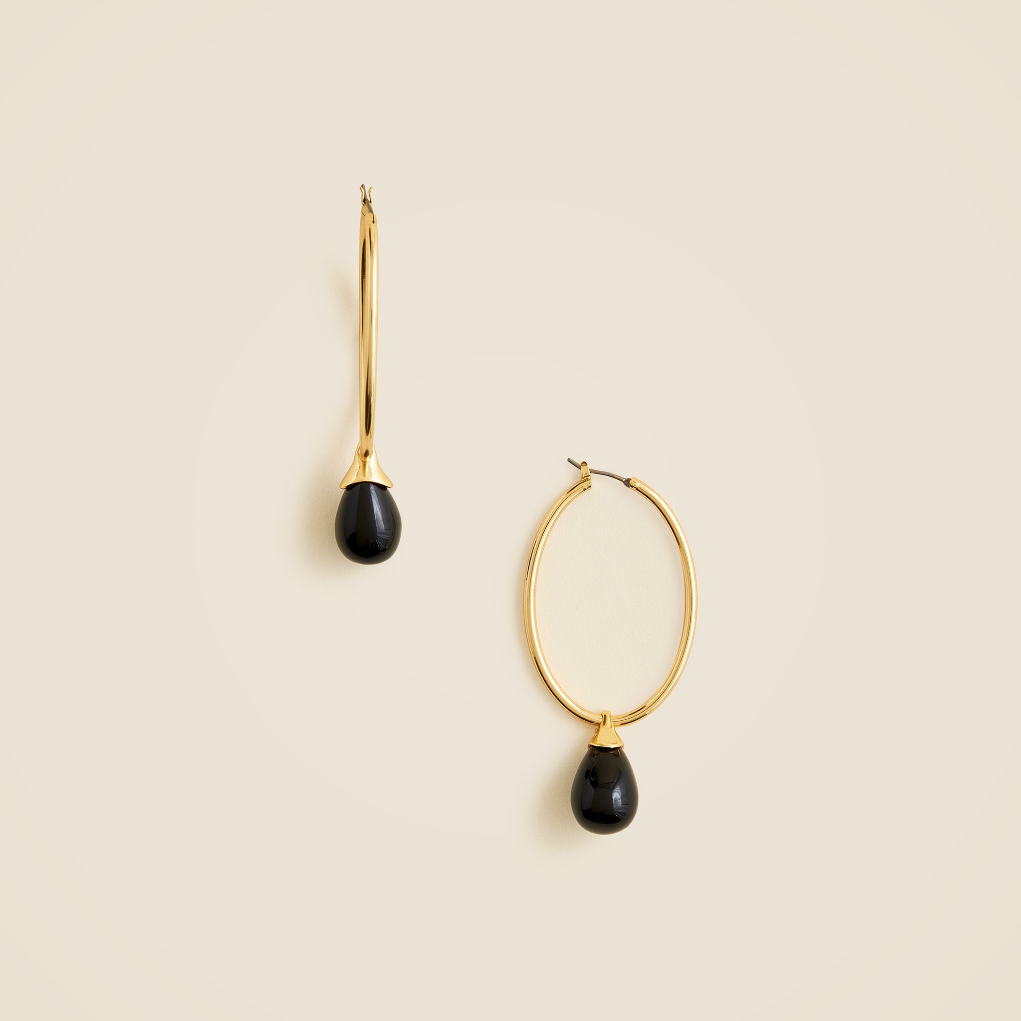 womens Beaded oval hoop earrings