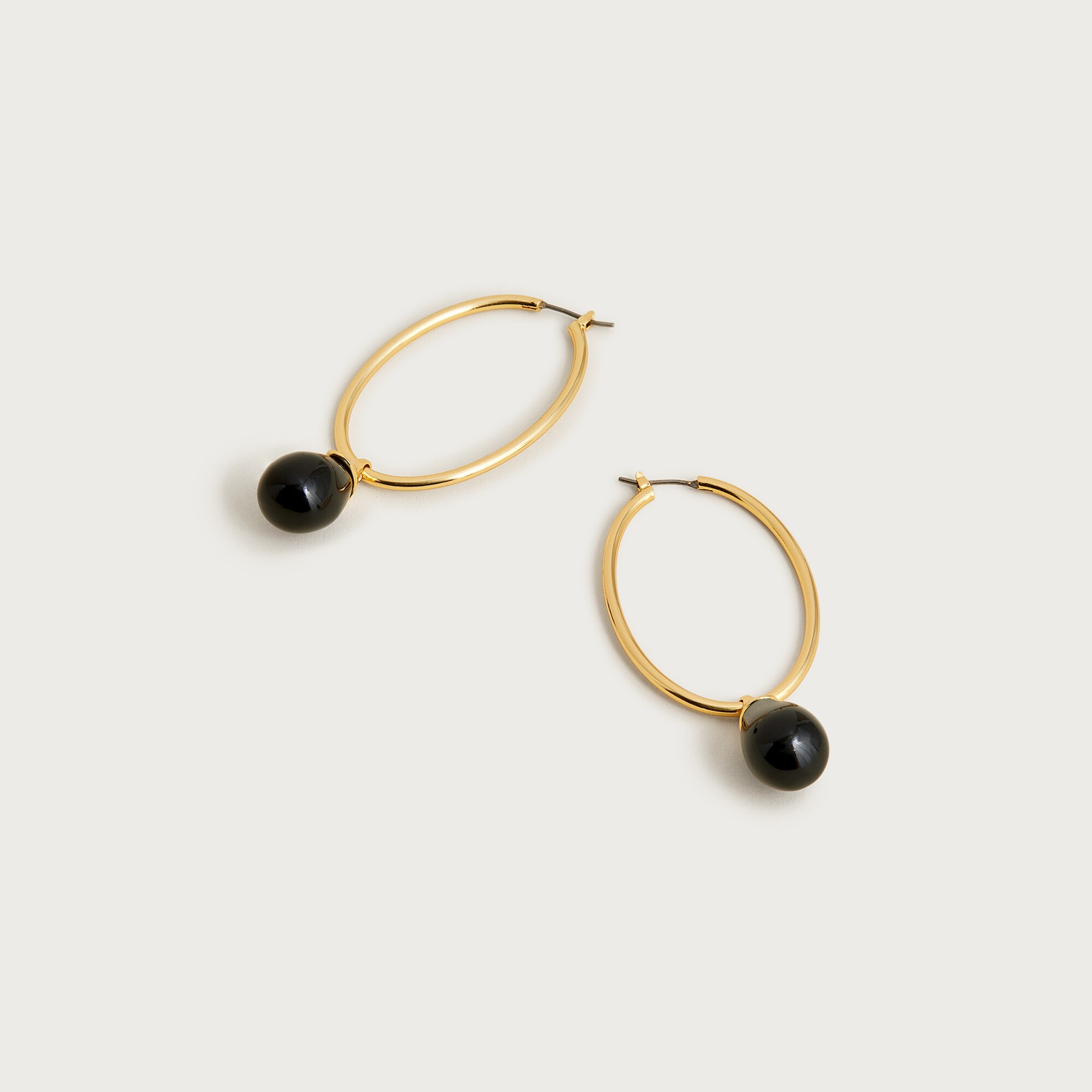 Beaded oval hoop earrings