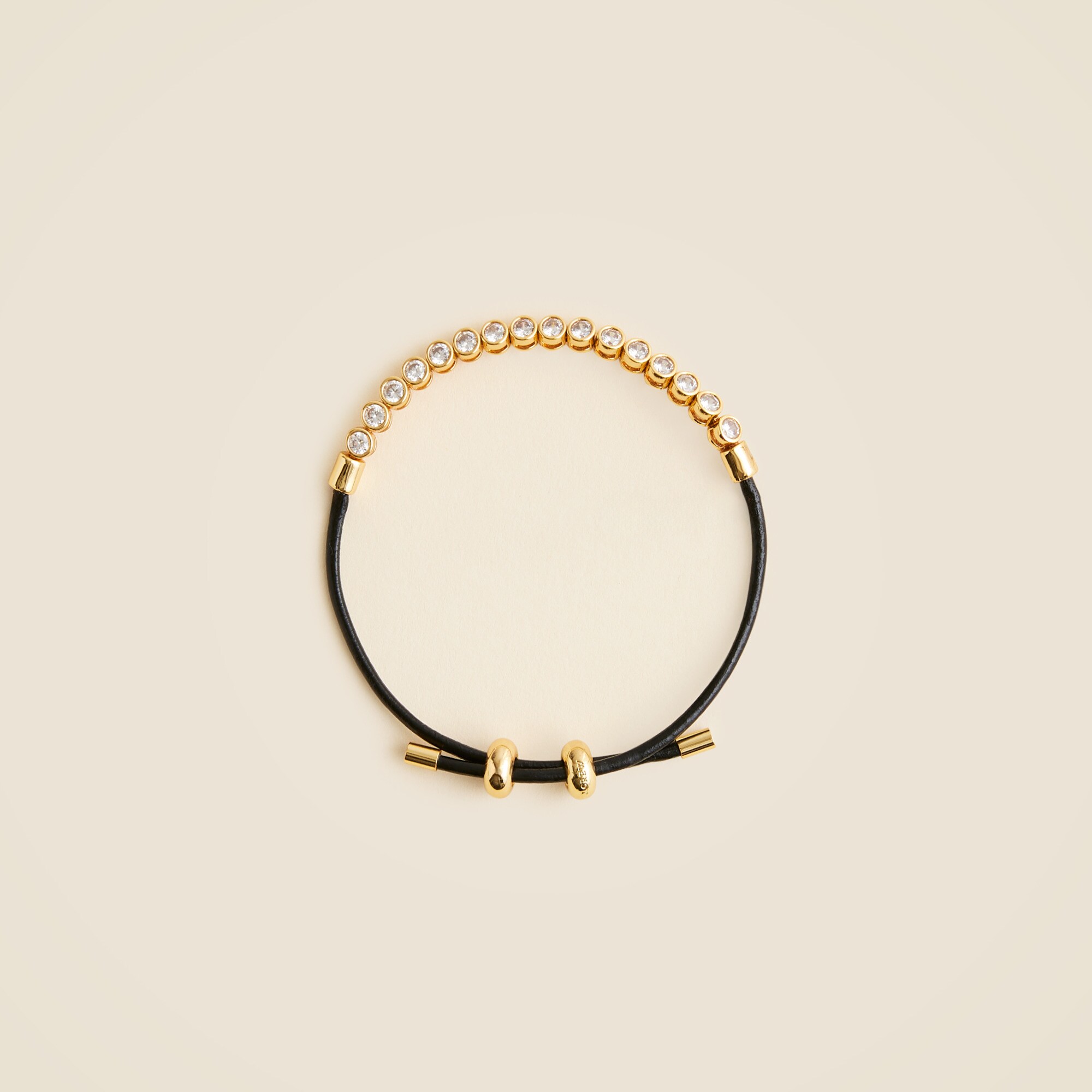 Leather And Cubic Zirconia Bezel-set Tennis Bracelet For Women | J