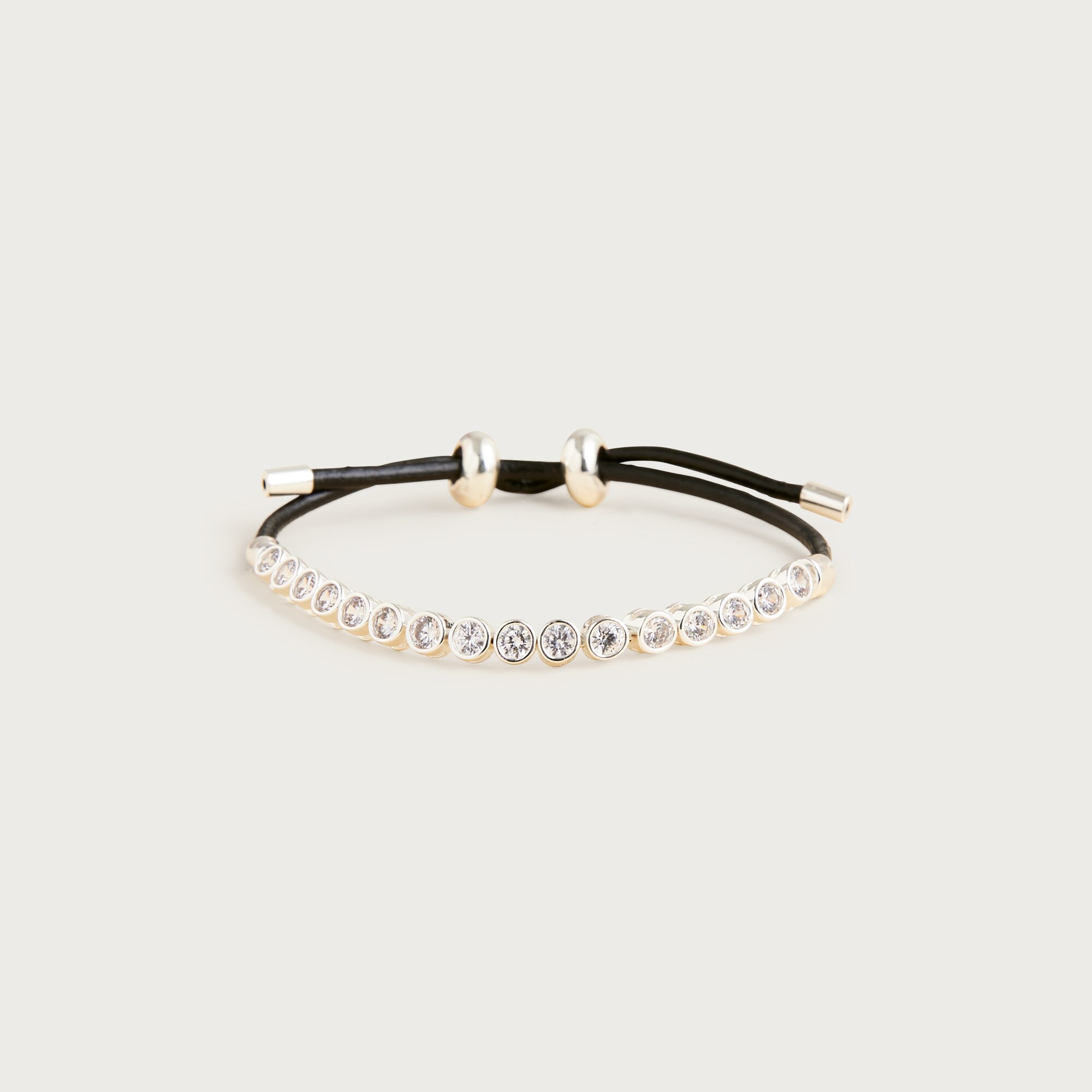  Leather and cubic zirconia bezel-set tennis bracelet