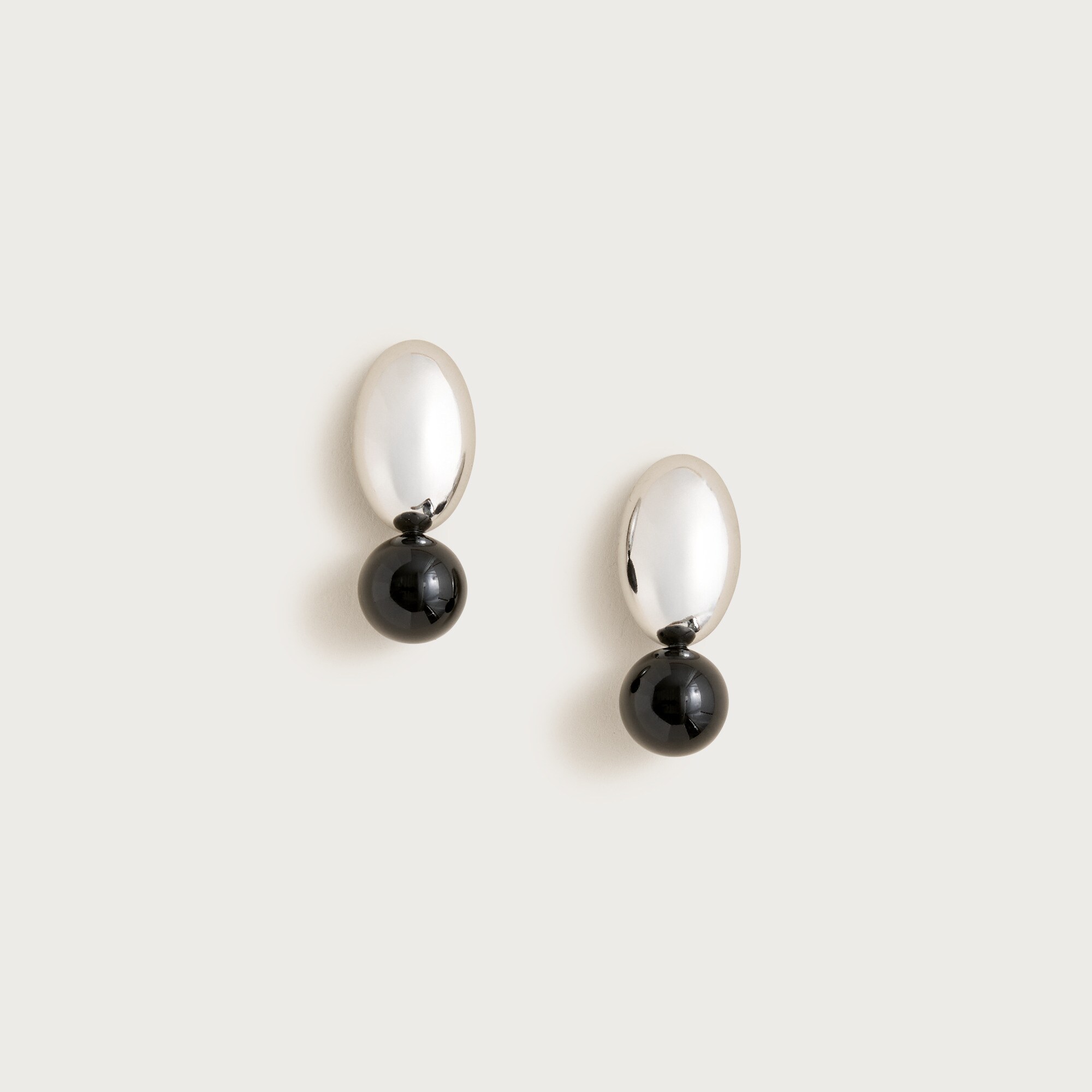 Black pearl and metallic disc earrings