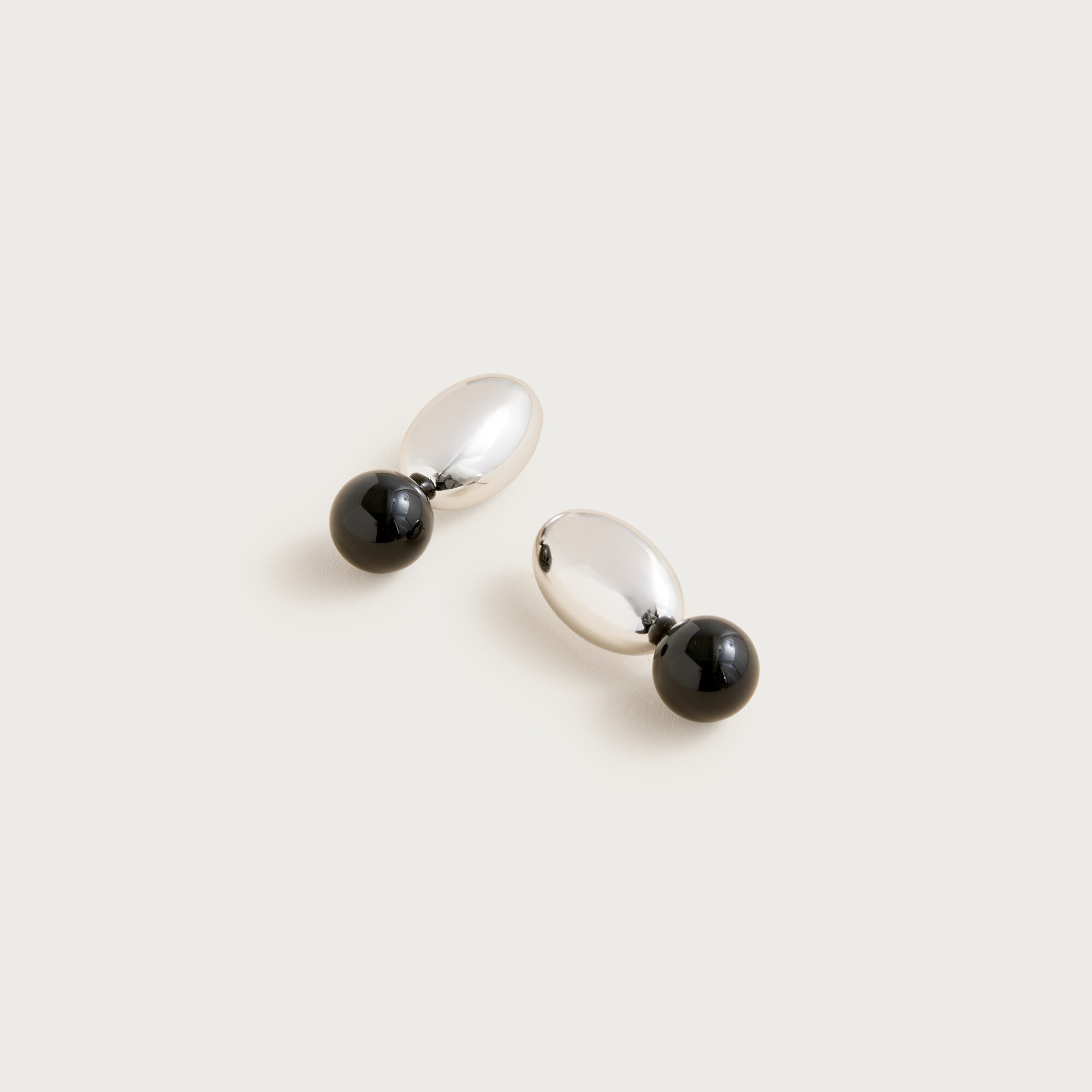 Black pearl and metallic disc earrings