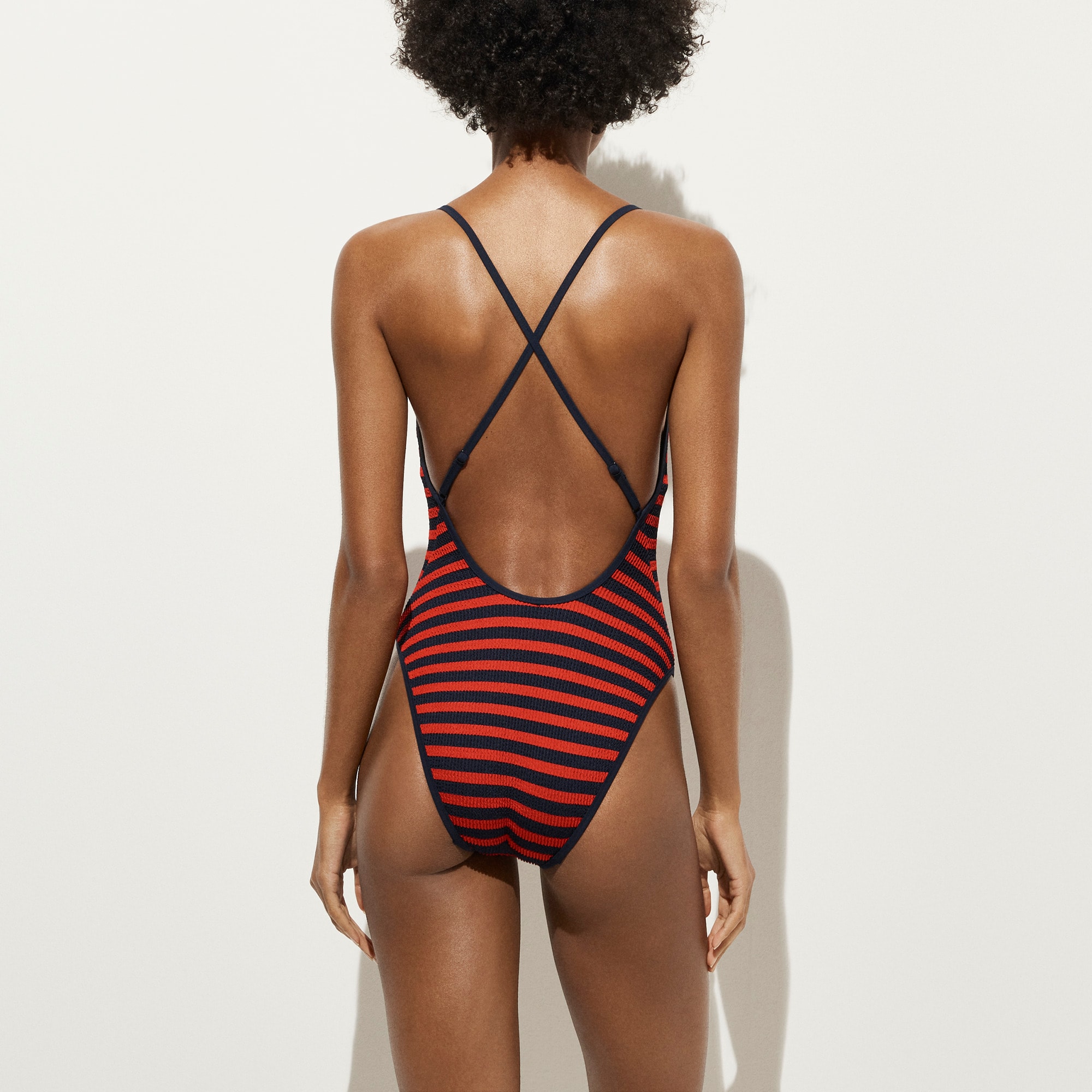 Sydney scrunchie one-piece swimsuit in stripe print
