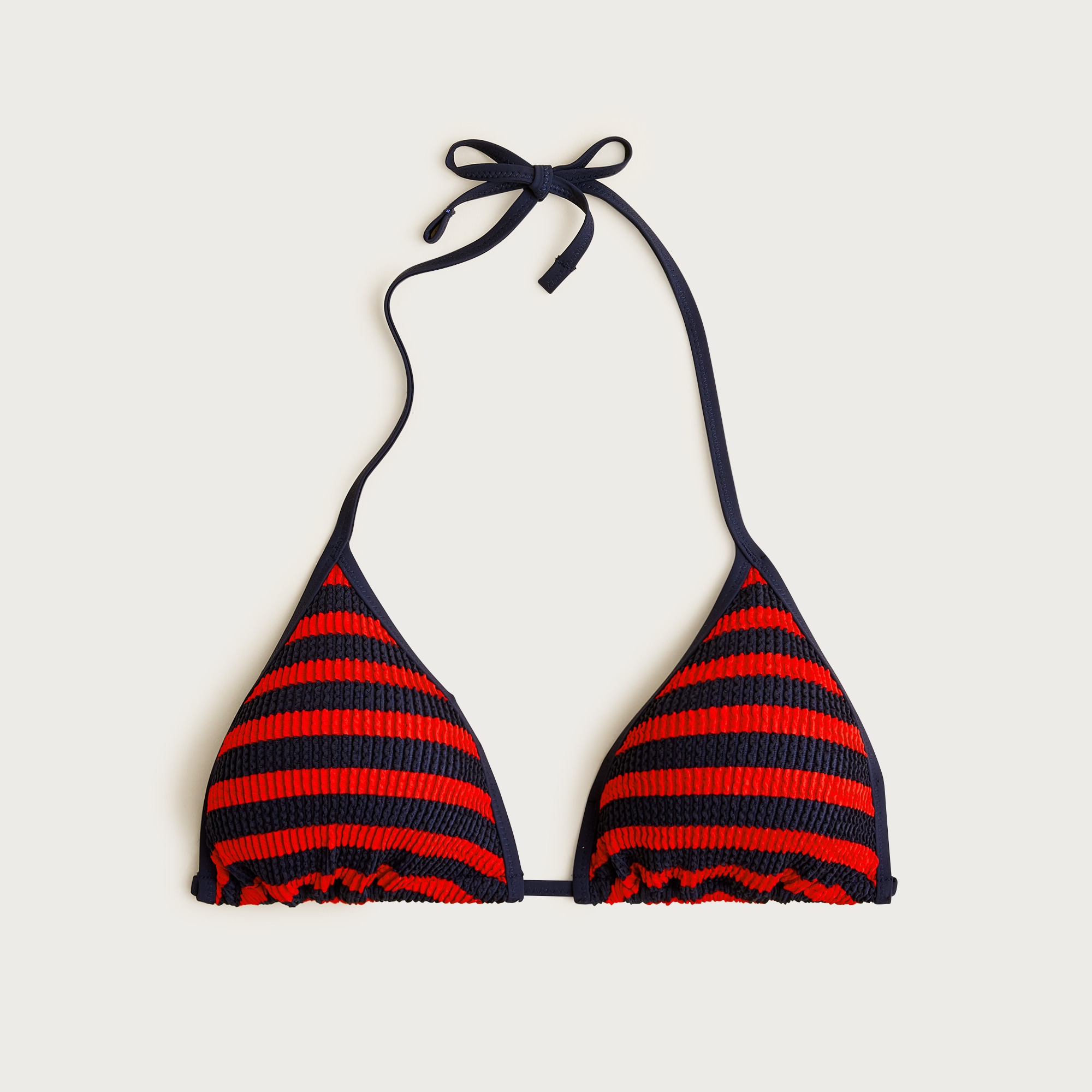 Halter scrunchie string bikini top in stripe