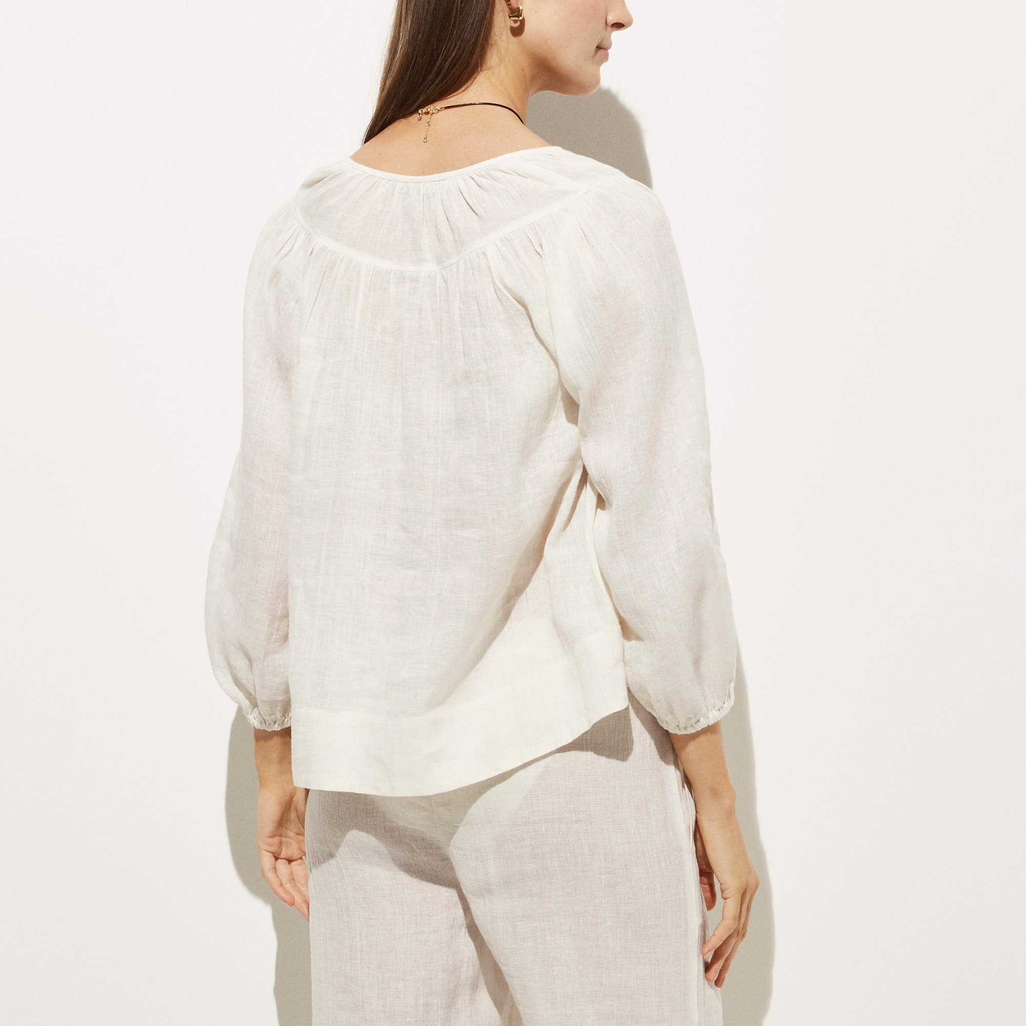 トップス tonntonn Long-sleeve Tunic Top In Hampton Linen-blend For Women | J.Crew