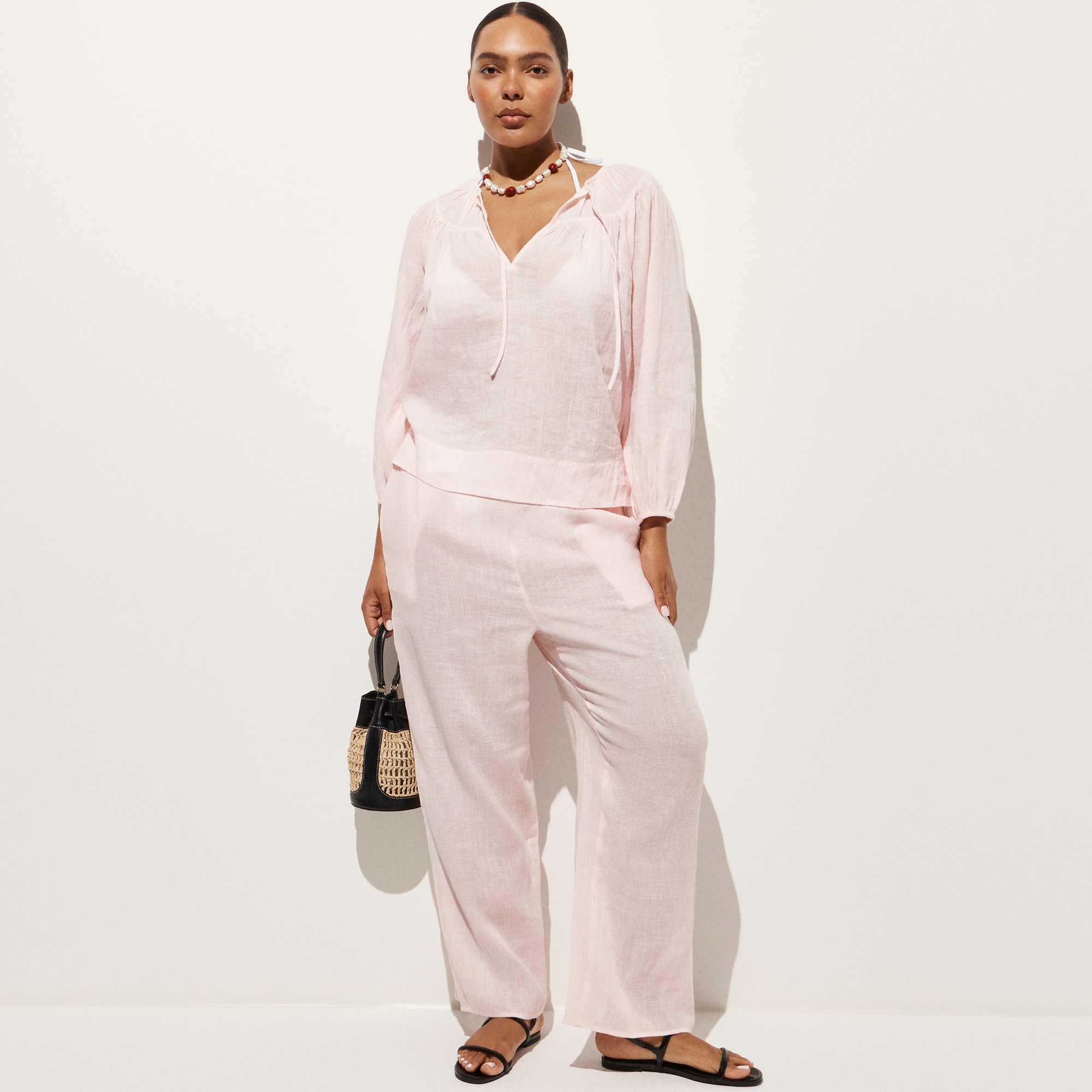 Long-sleeve tunic top in Hampton linen-blend - image 3