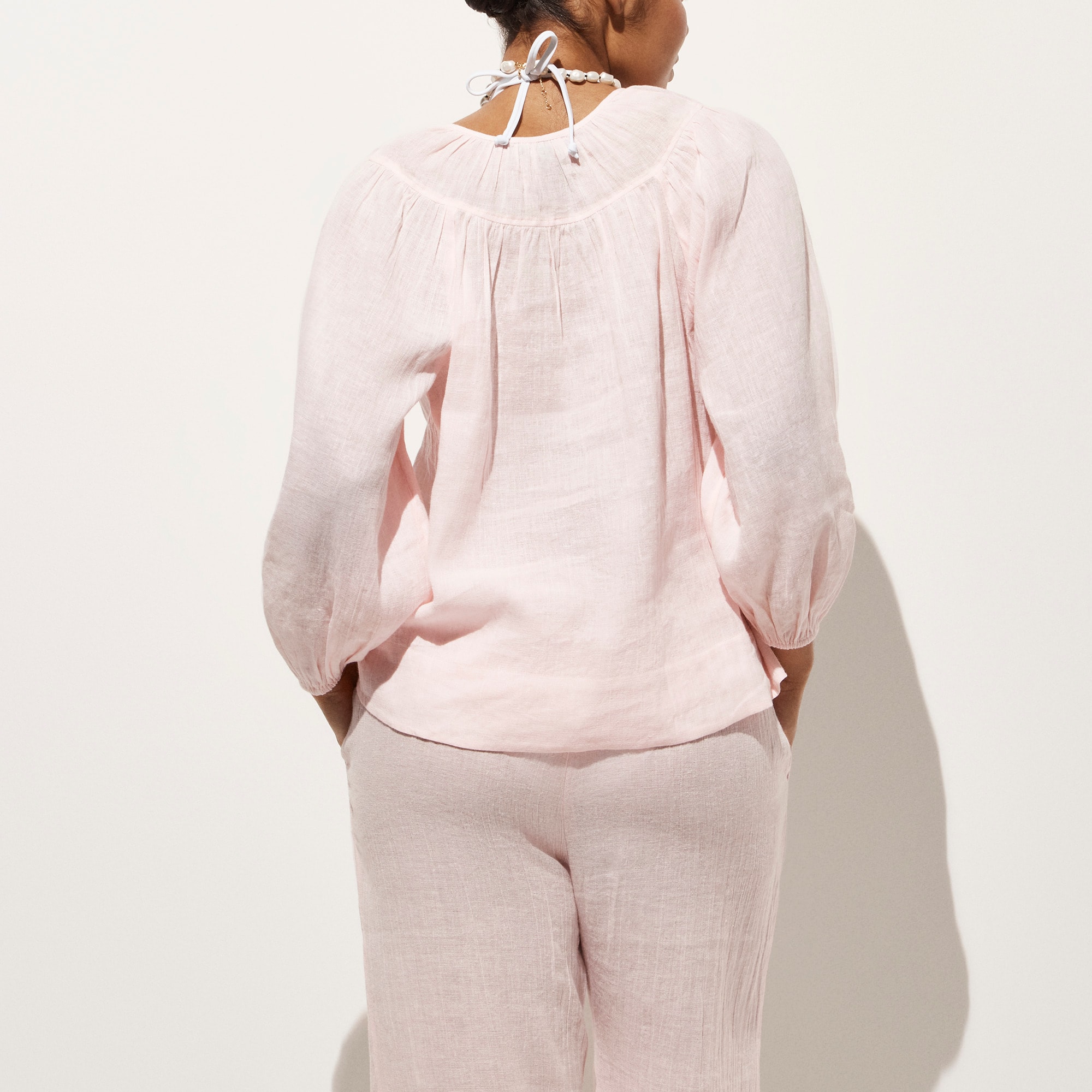 Long-sleeve tunic top in Hampton linen-blend - image 5