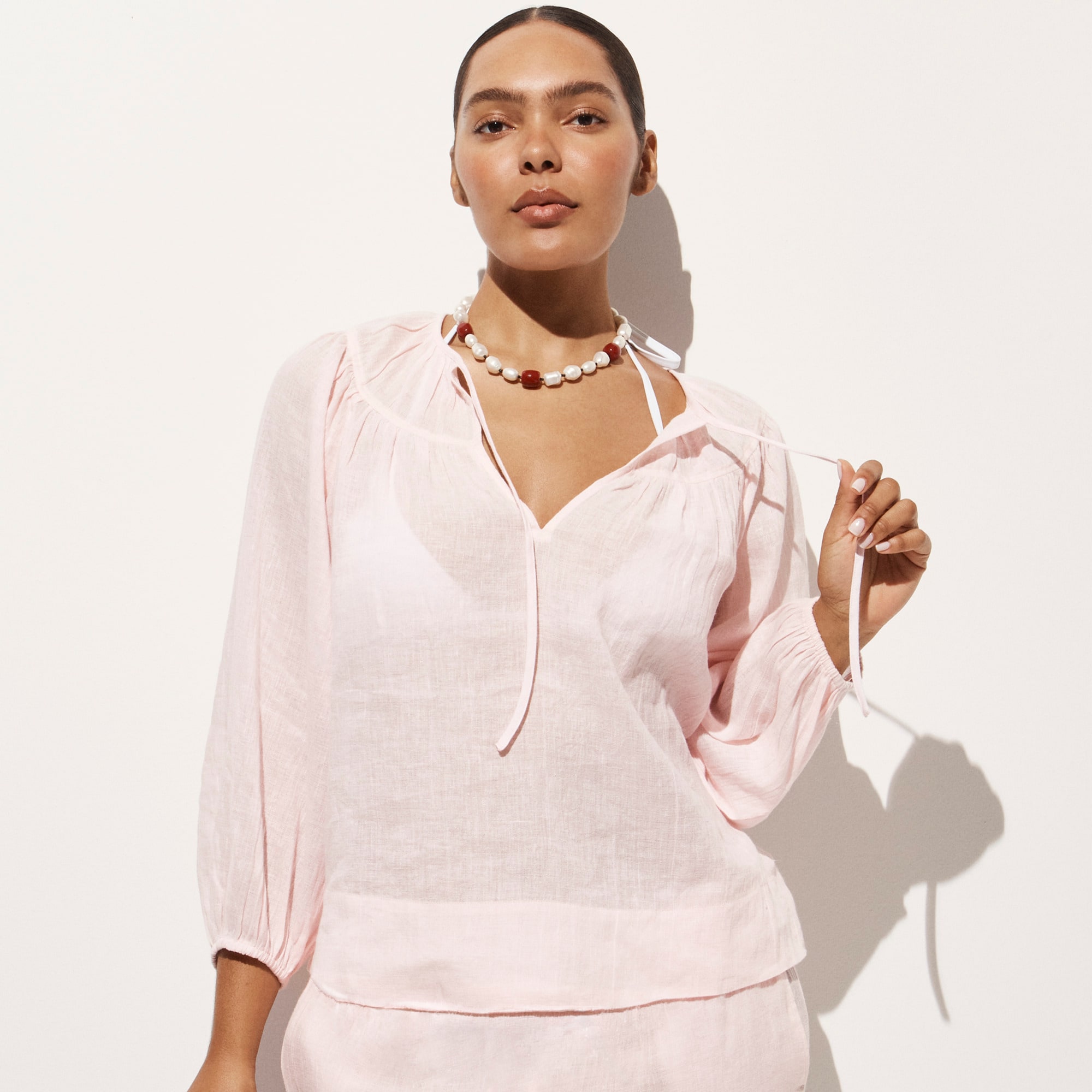 Long-sleeve tunic top in Hampton linen-blend - image 2