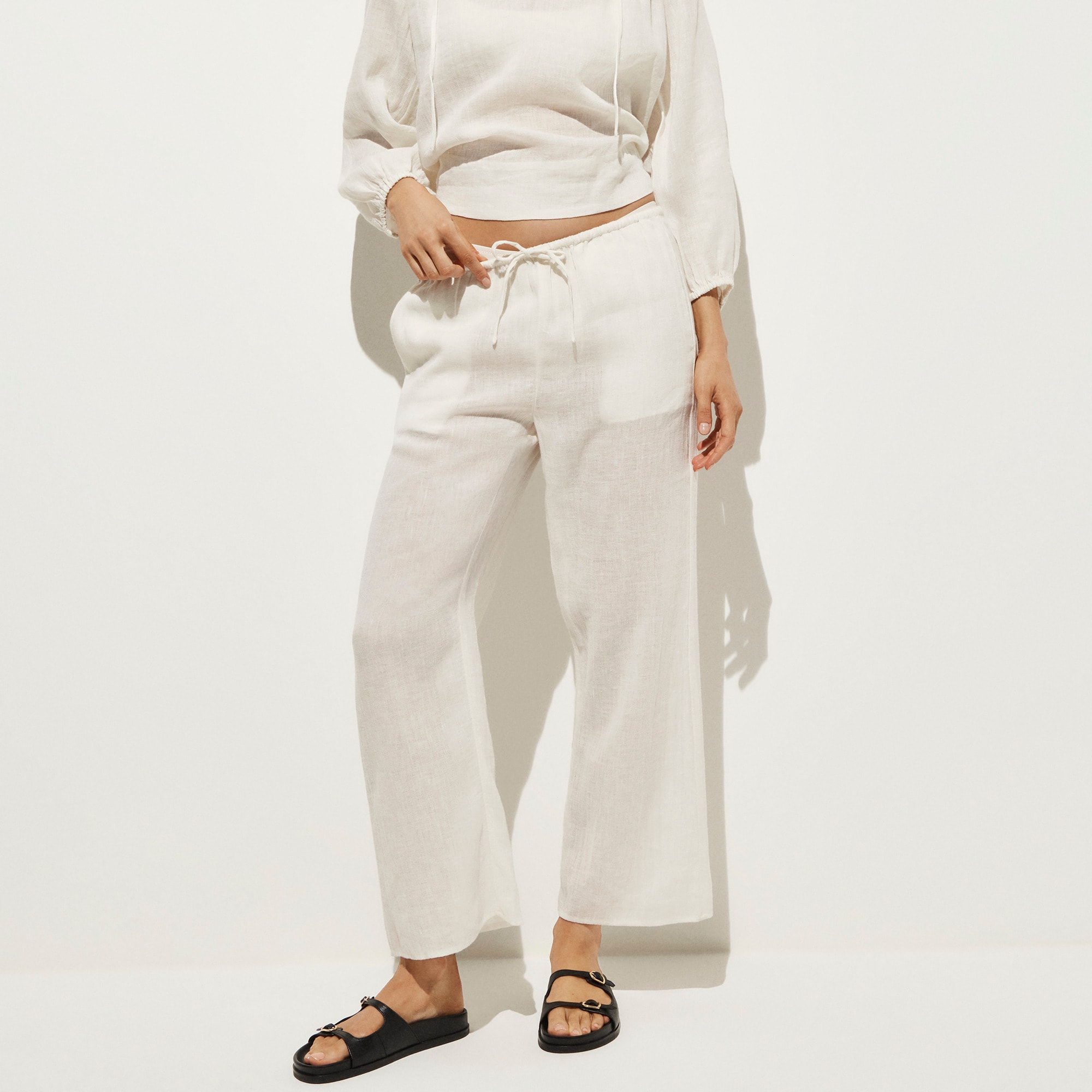 Beach pant in linen-cotton blend