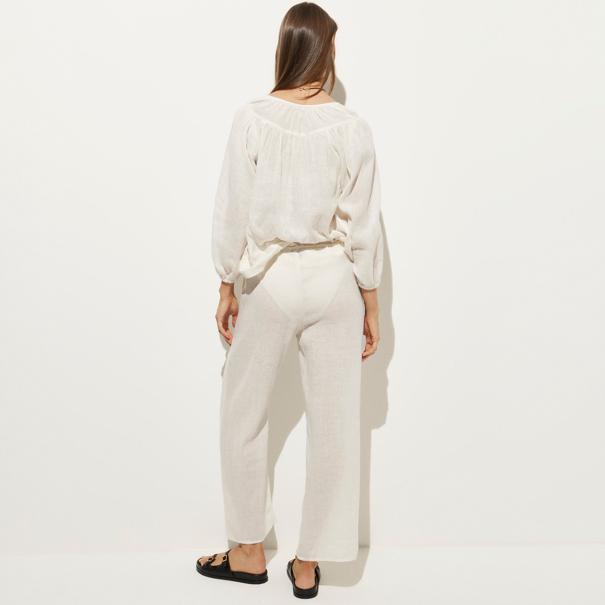 Beach pant in linen-cotton blend
