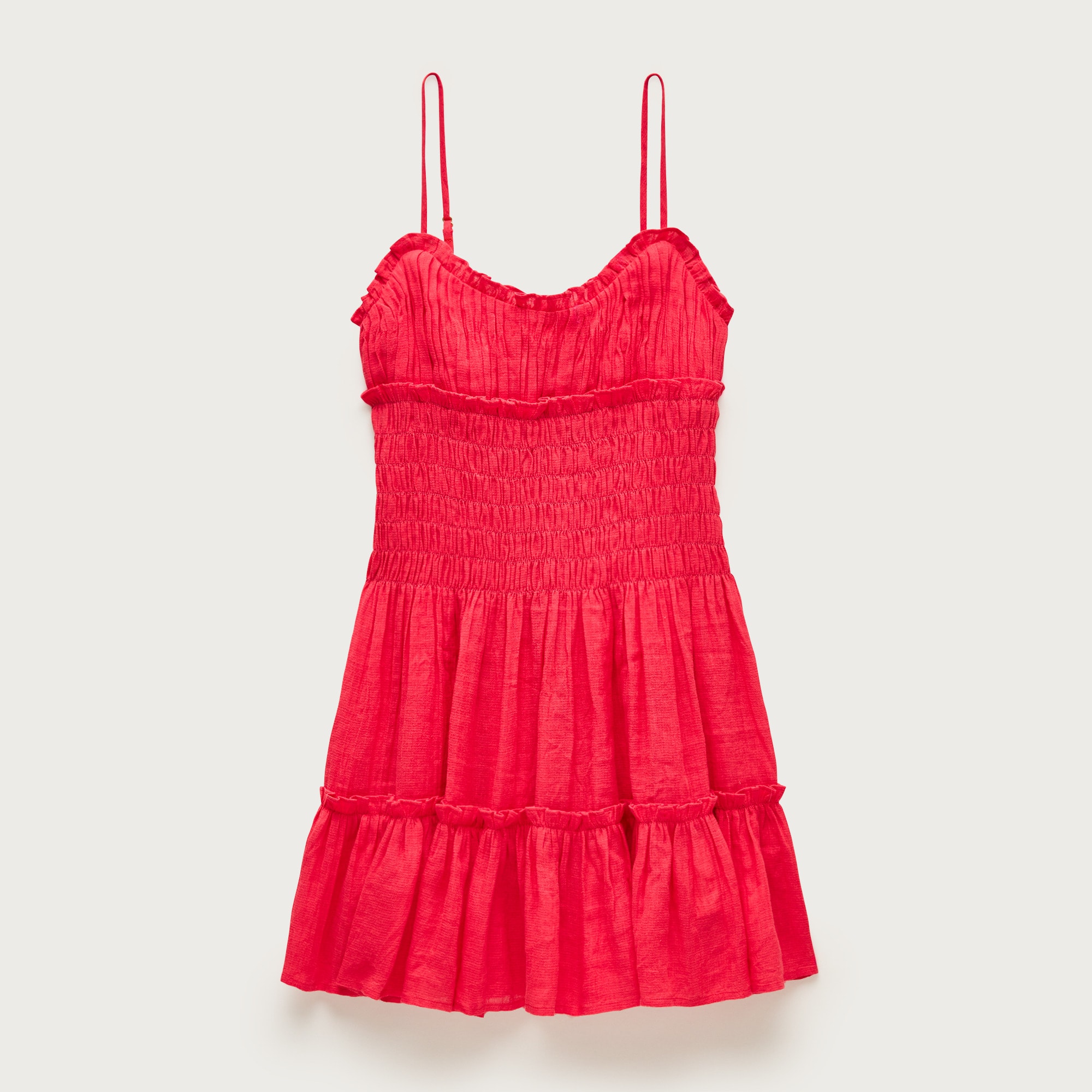 Smocked mini dress in Hampton linen-blend
