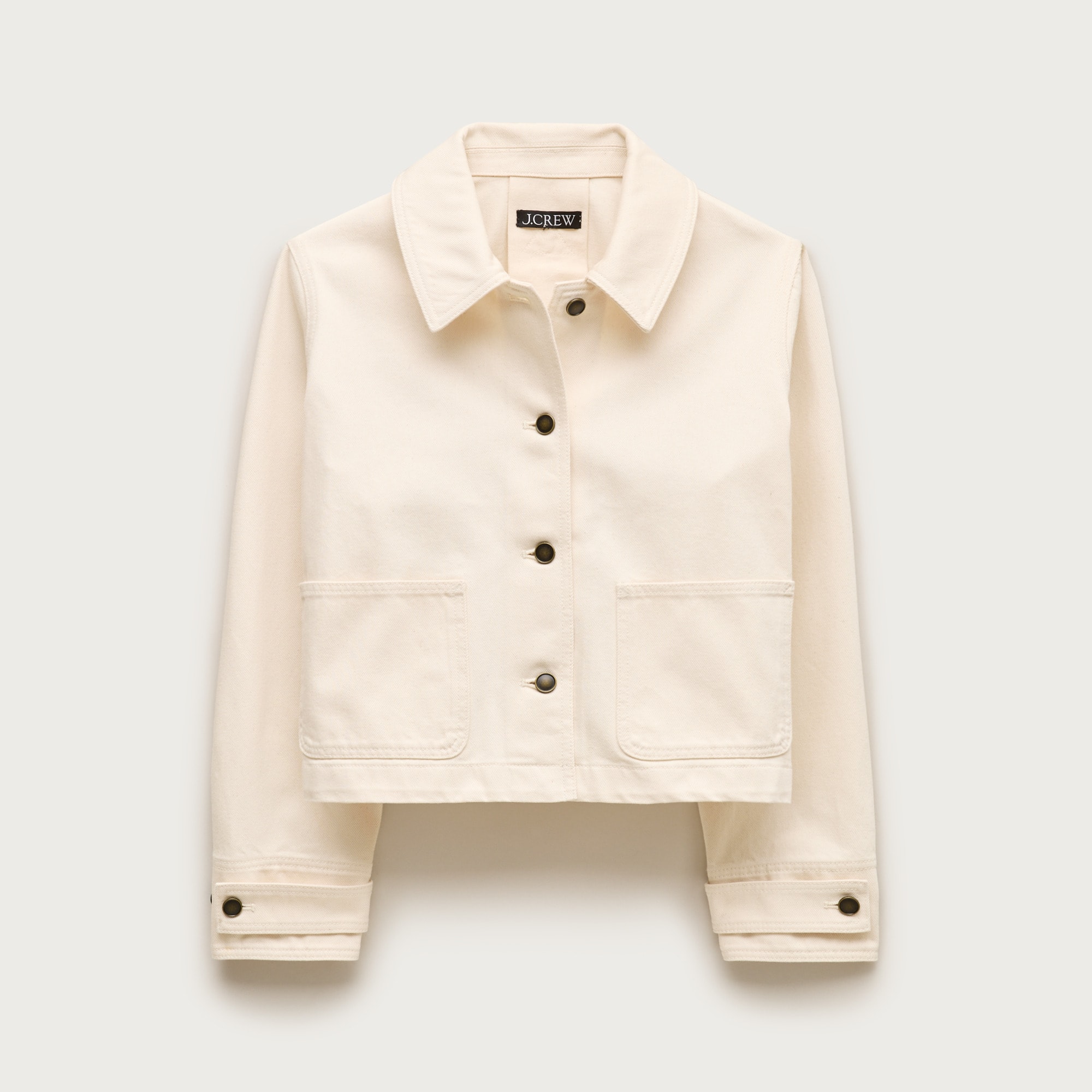 Collarless Utility Jacket In Brushed Cotton Twill For Women | J.Crew