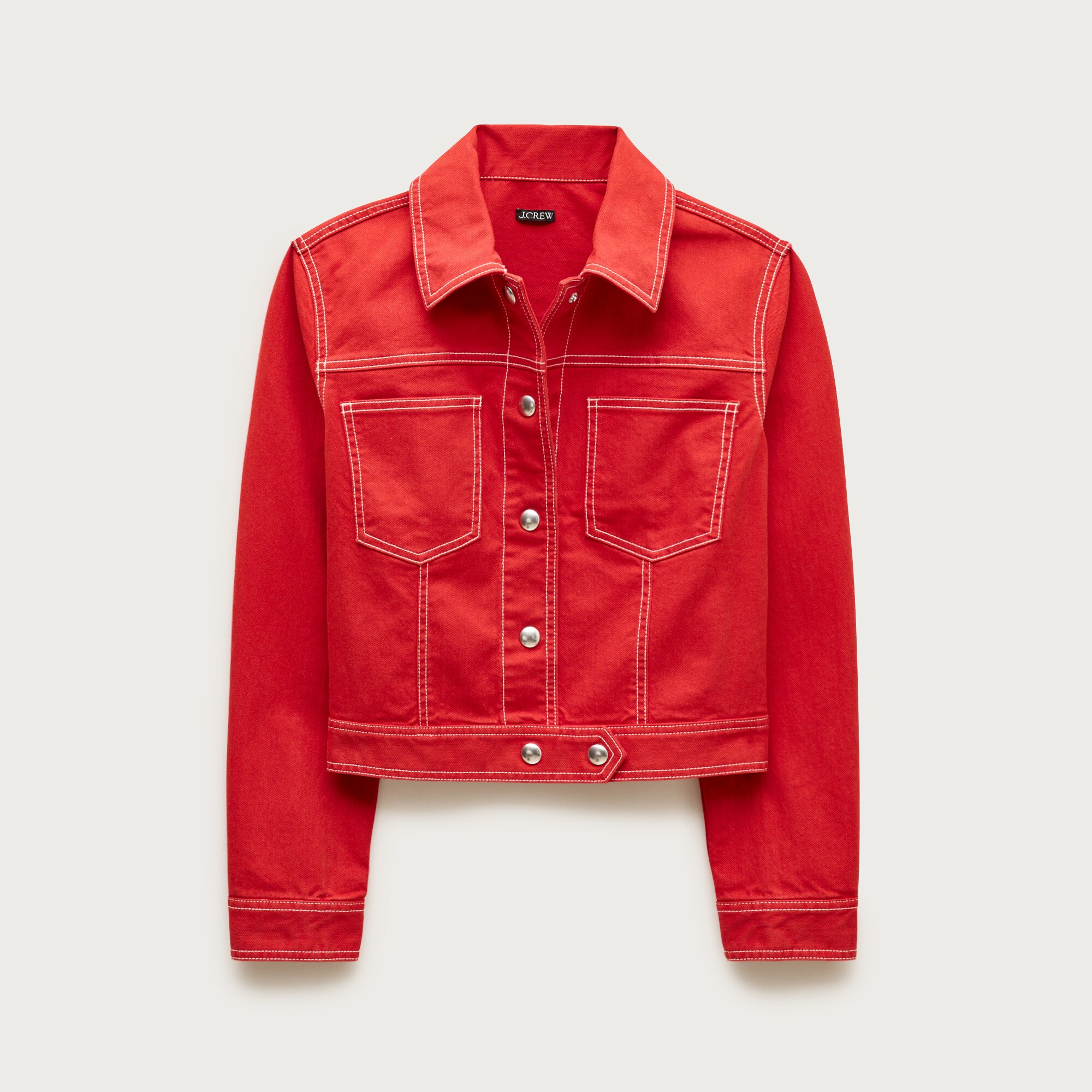 Contrast-stitch trucker jacket