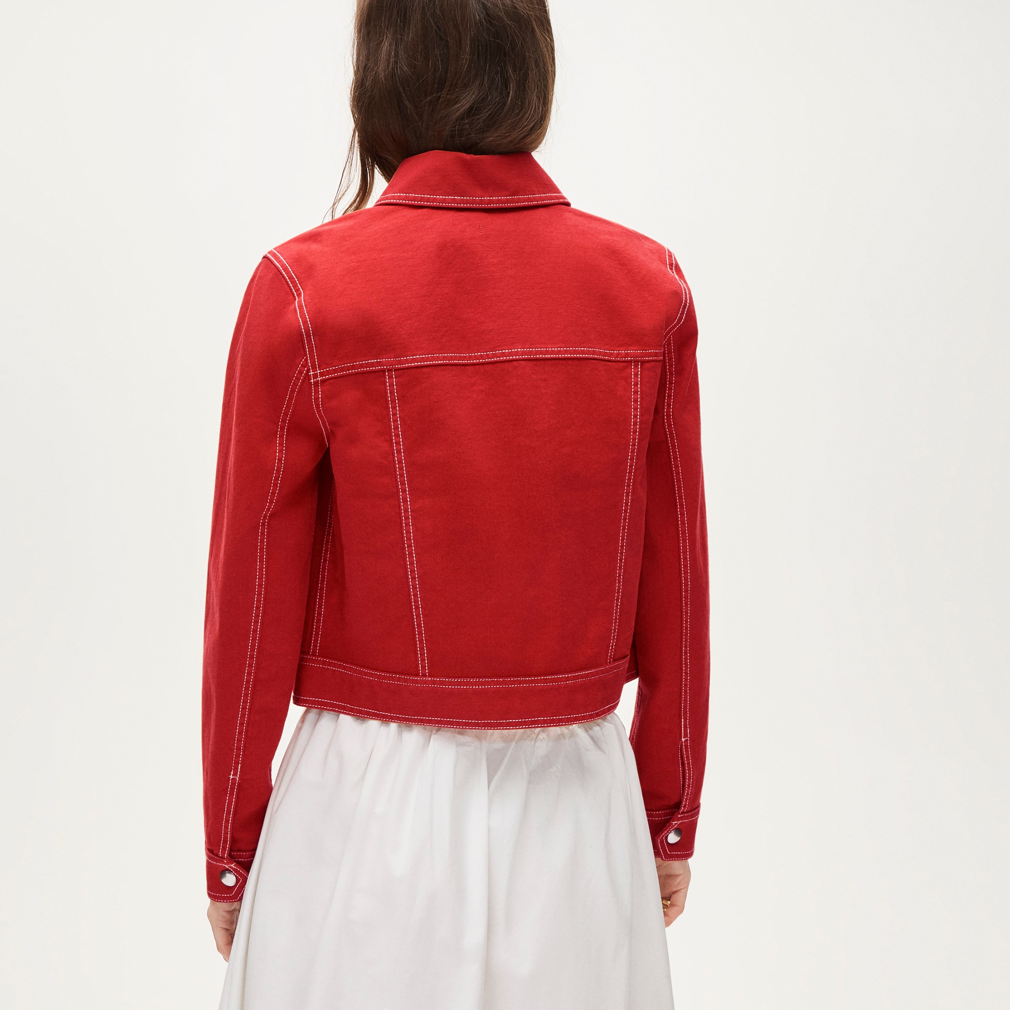 Contrast-stitch trucker jacket