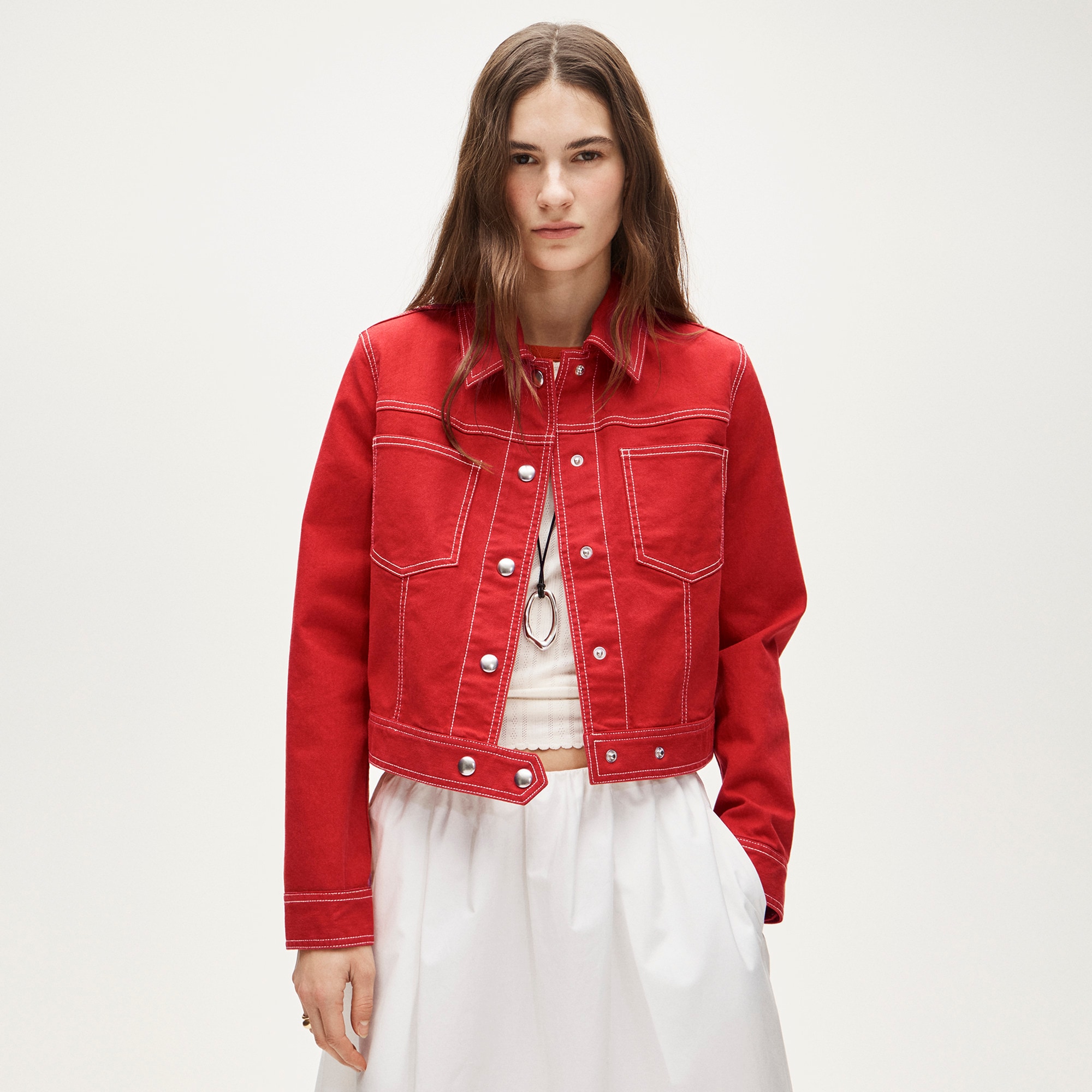 Contrast-stitch trucker jacket - image 2