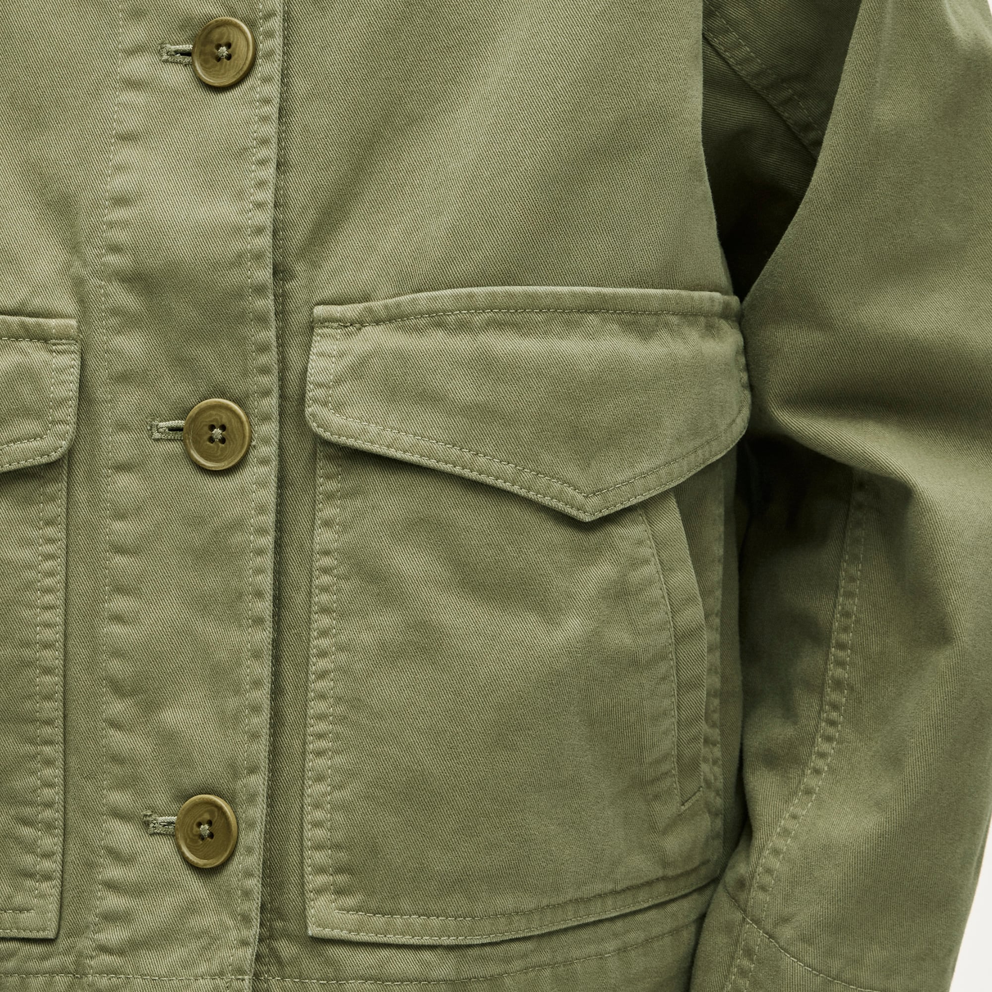 Collarless utility jacket in brushed cotton twill - image 4
