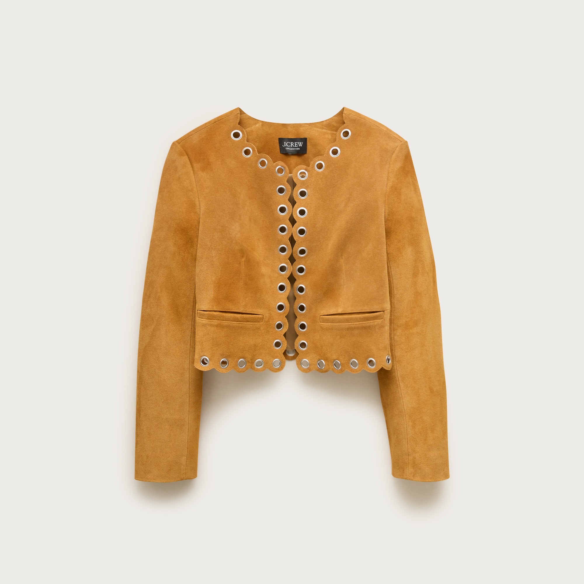 womens Collection cropped grommet lady jacket in suede