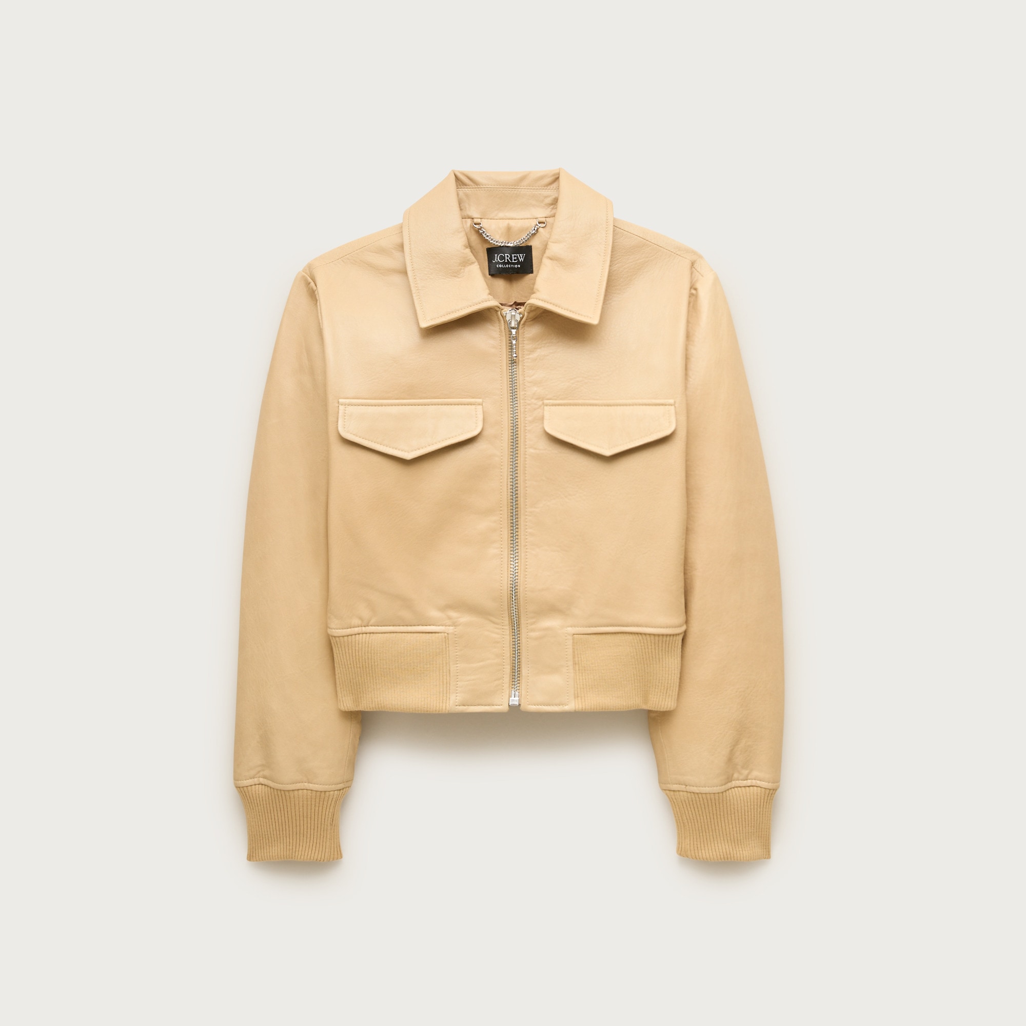 Collection cropped flight jacket in leather