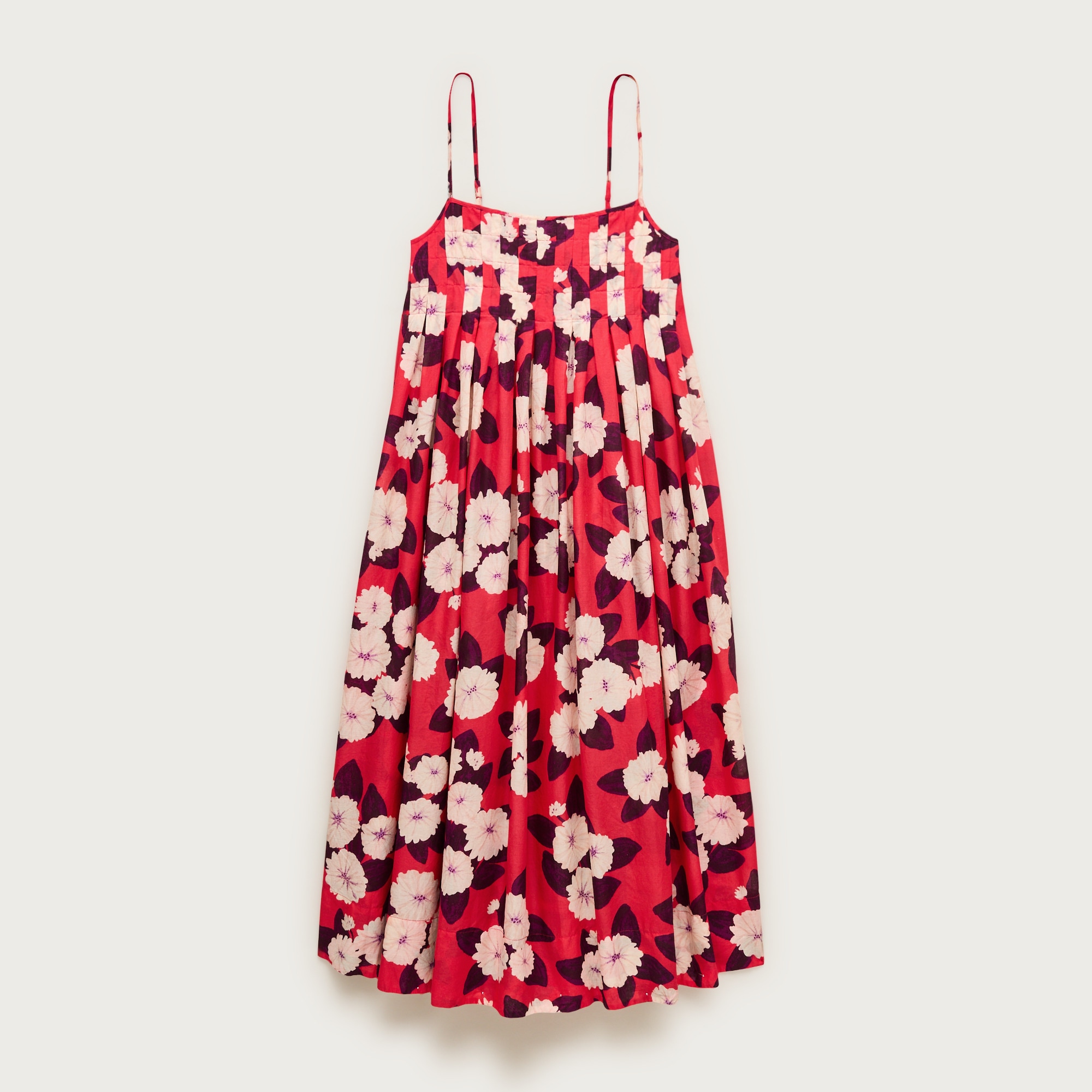 Pleated empire-waist dress in peony print