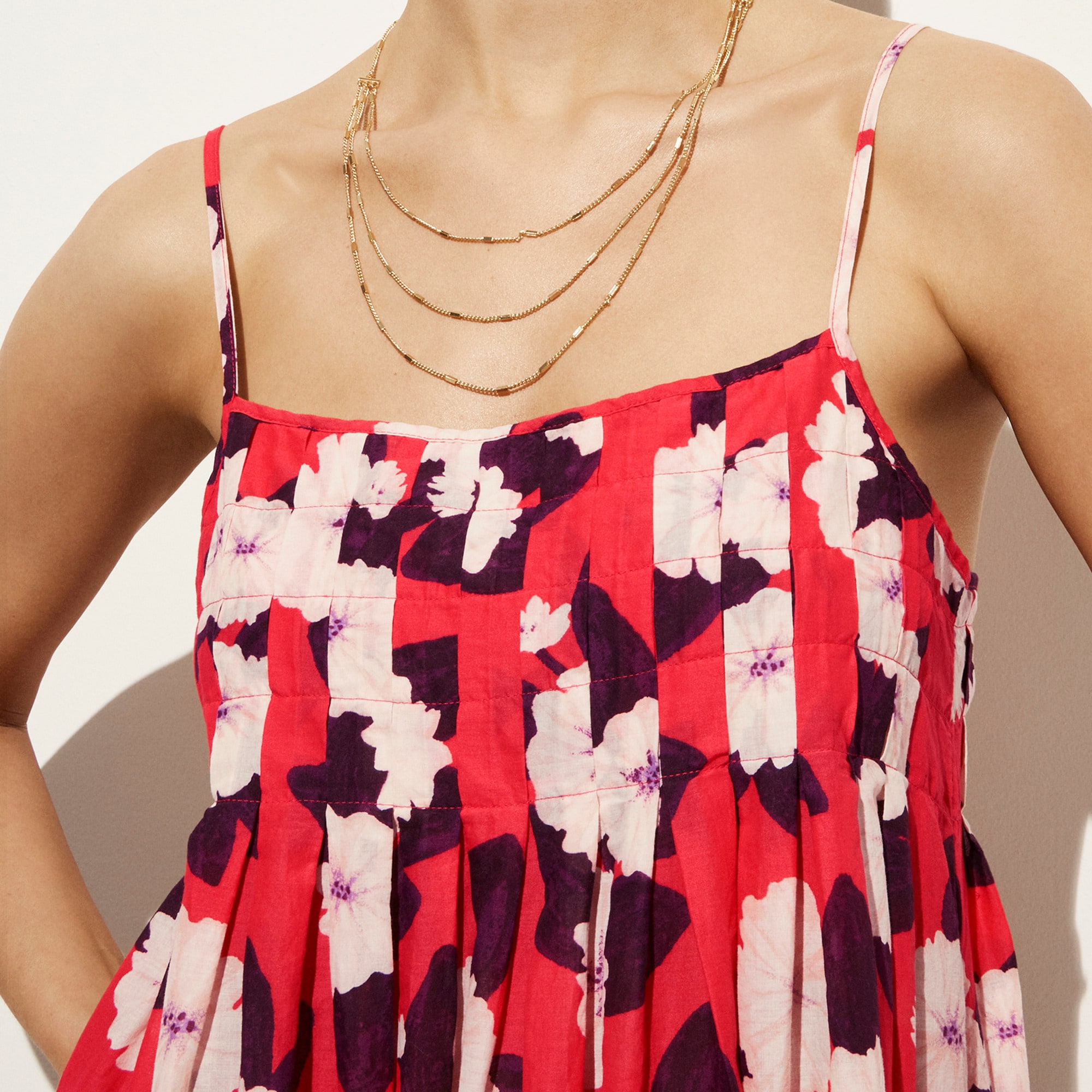 Pleated Empire-waist Dress In Peony Print For Women | J.Crew