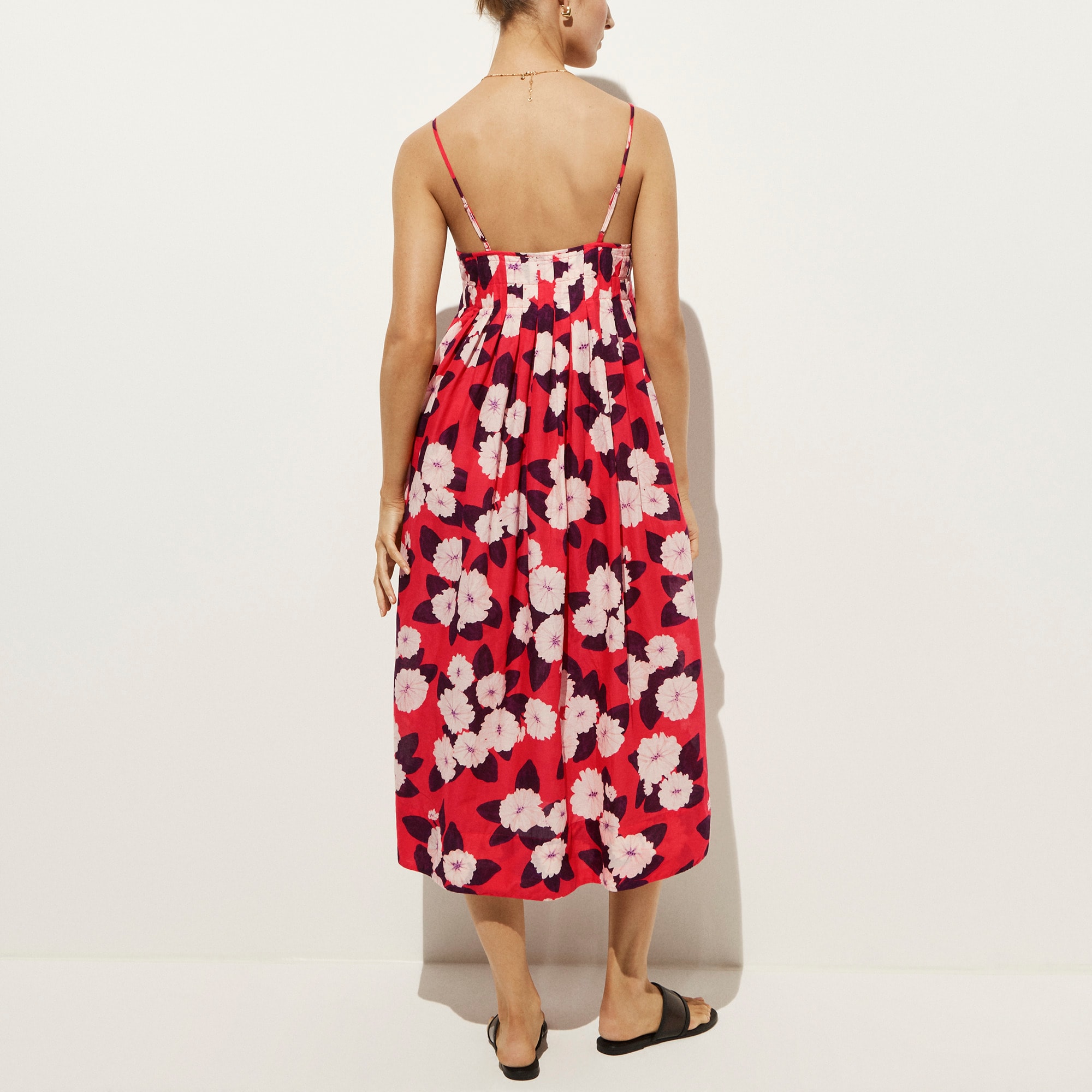 Pleated Empire-waist Dress In Peony Print For Women | J.Crew