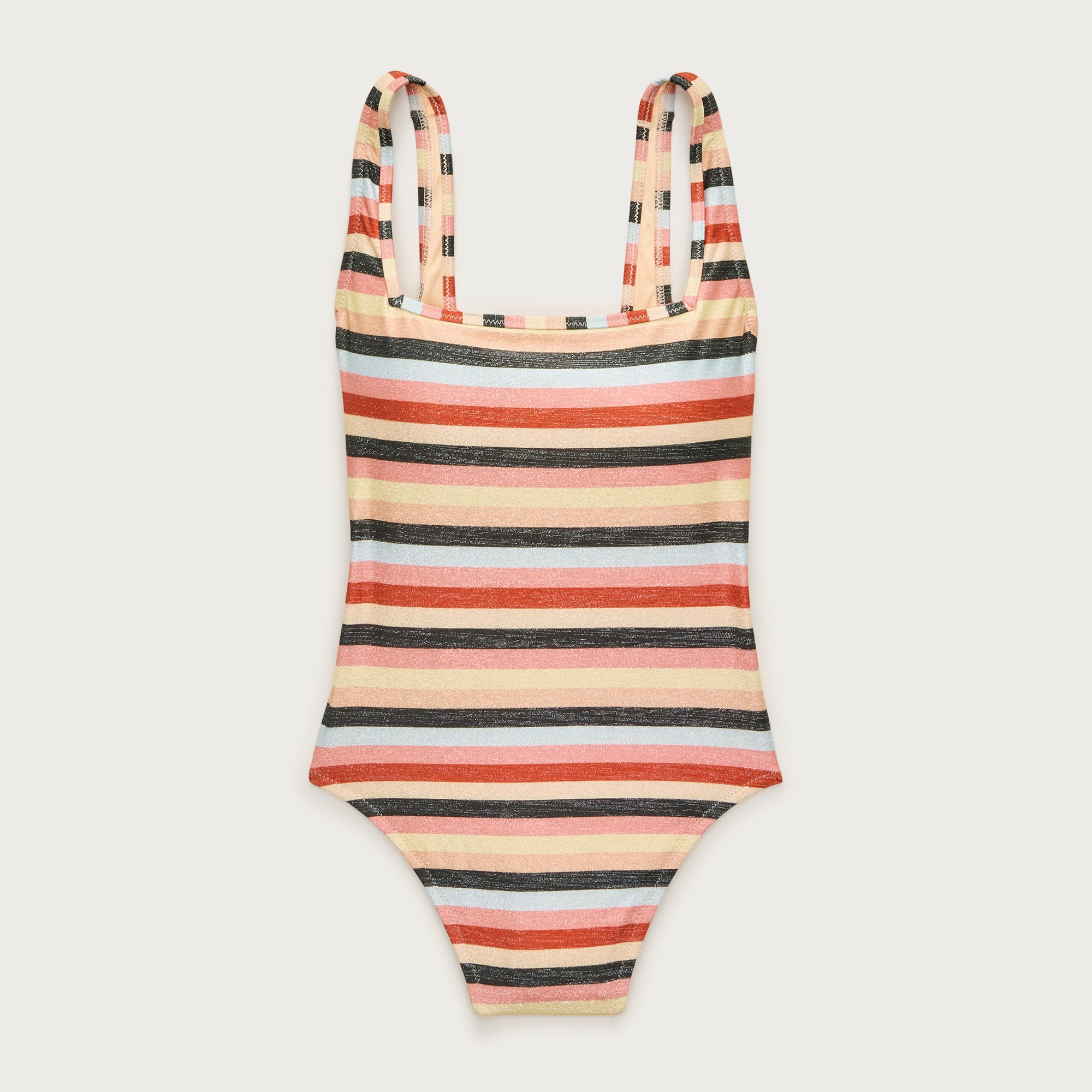 Sparkle squareneck one-piece swimsuit in stripe