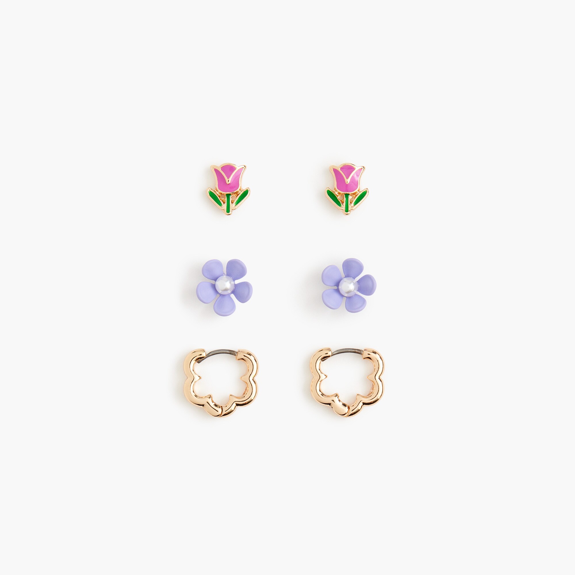 girls' flower earrings set for girls
