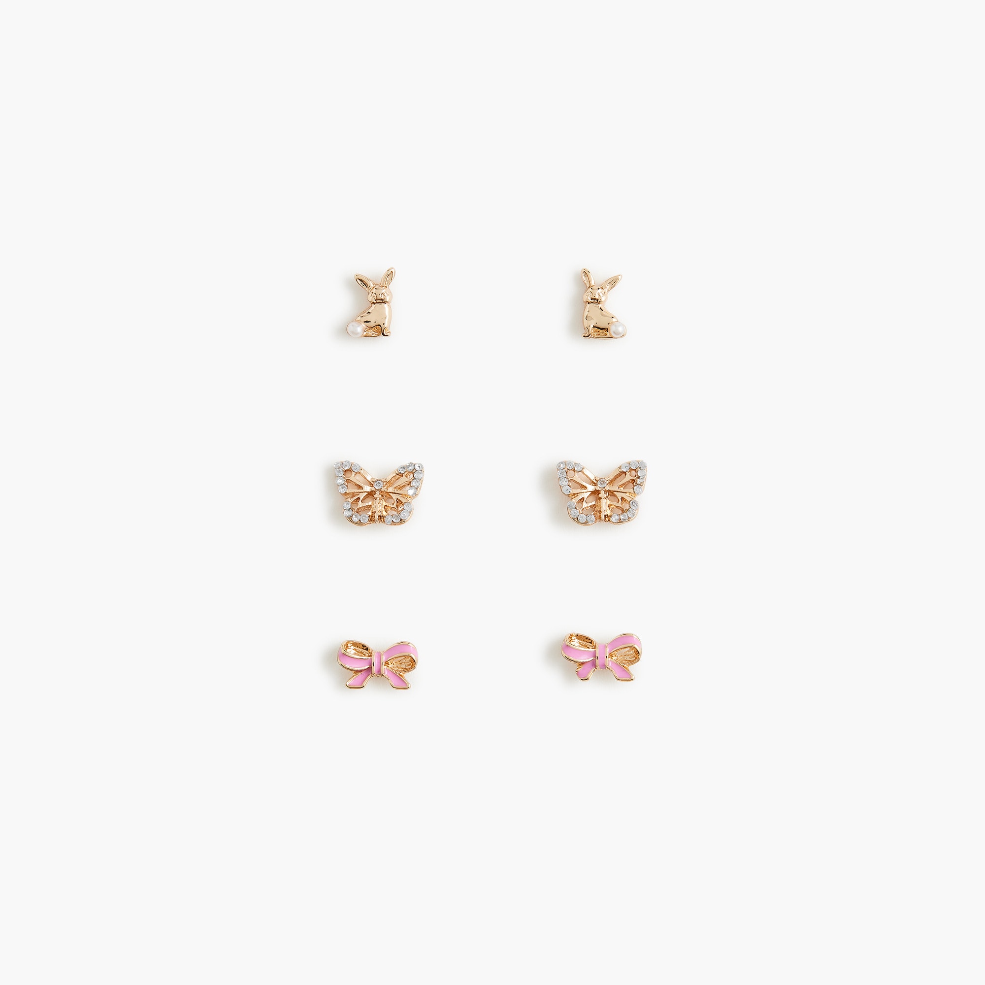Girls' spring stud earrings set-of-three