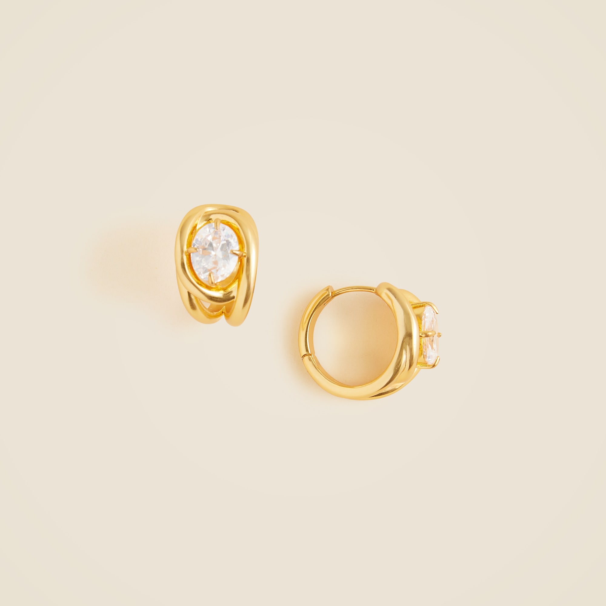 Sculptural crystal hoop earrings