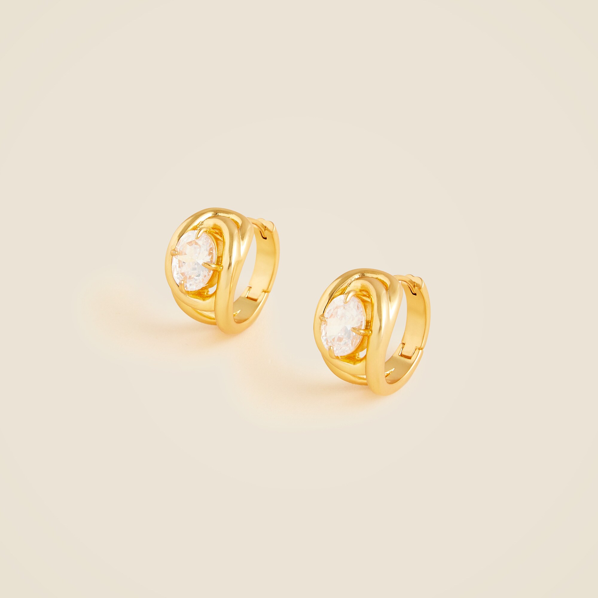 Sculptural crystal hoop earrings