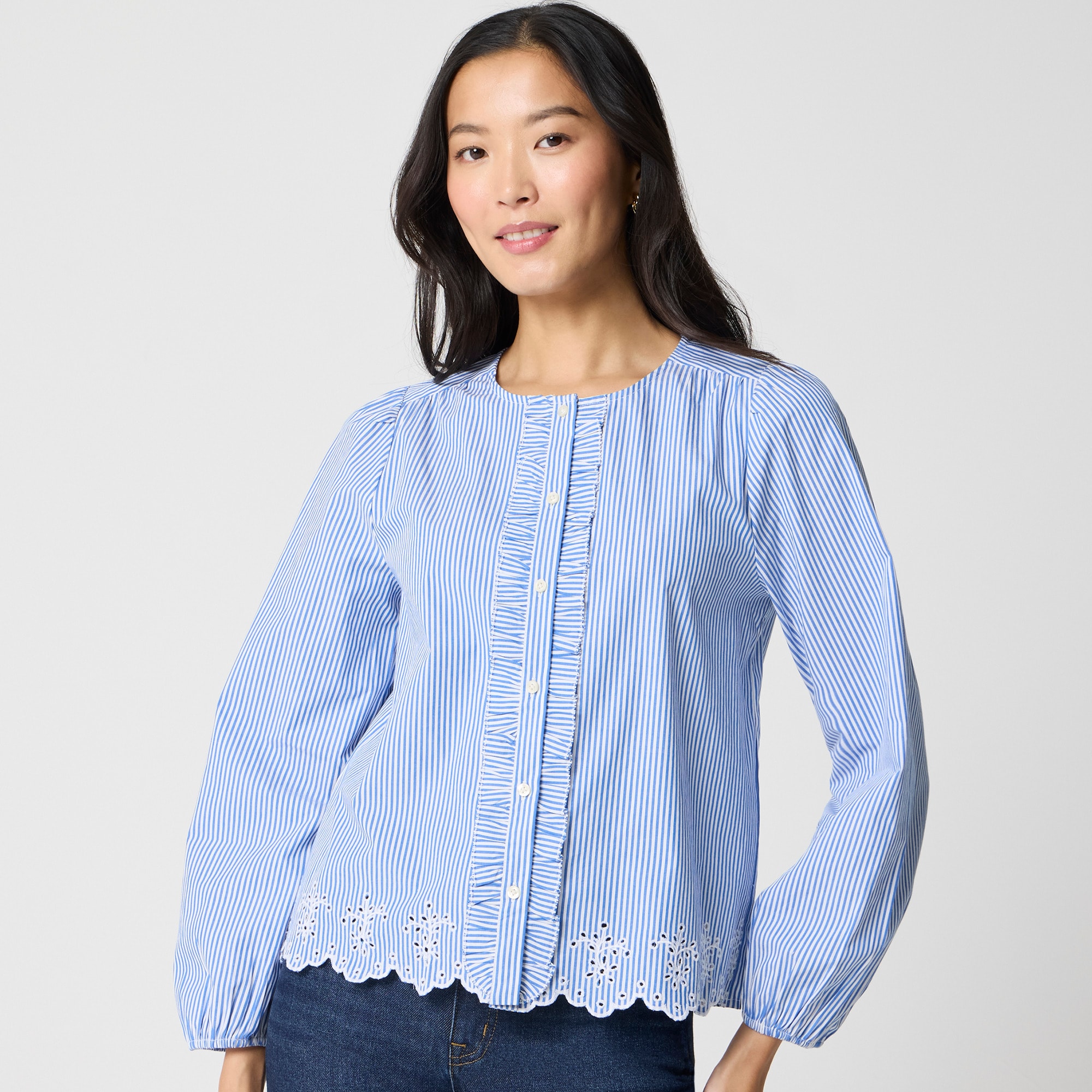 Embroidered button-up shirt