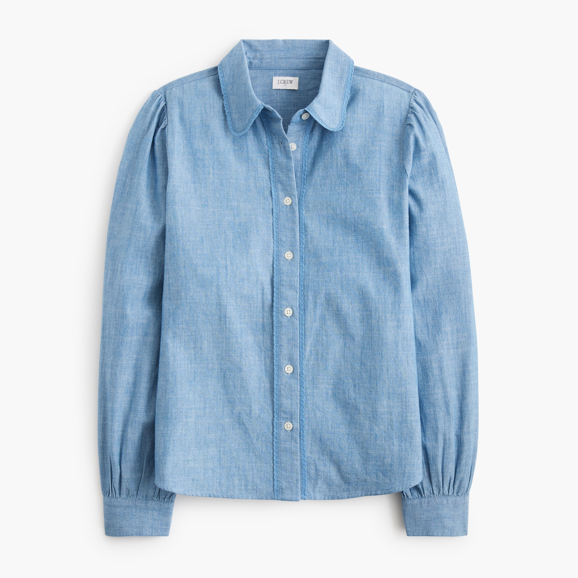 Lace-trim Chambray Button-up Shirt For Women | Factory