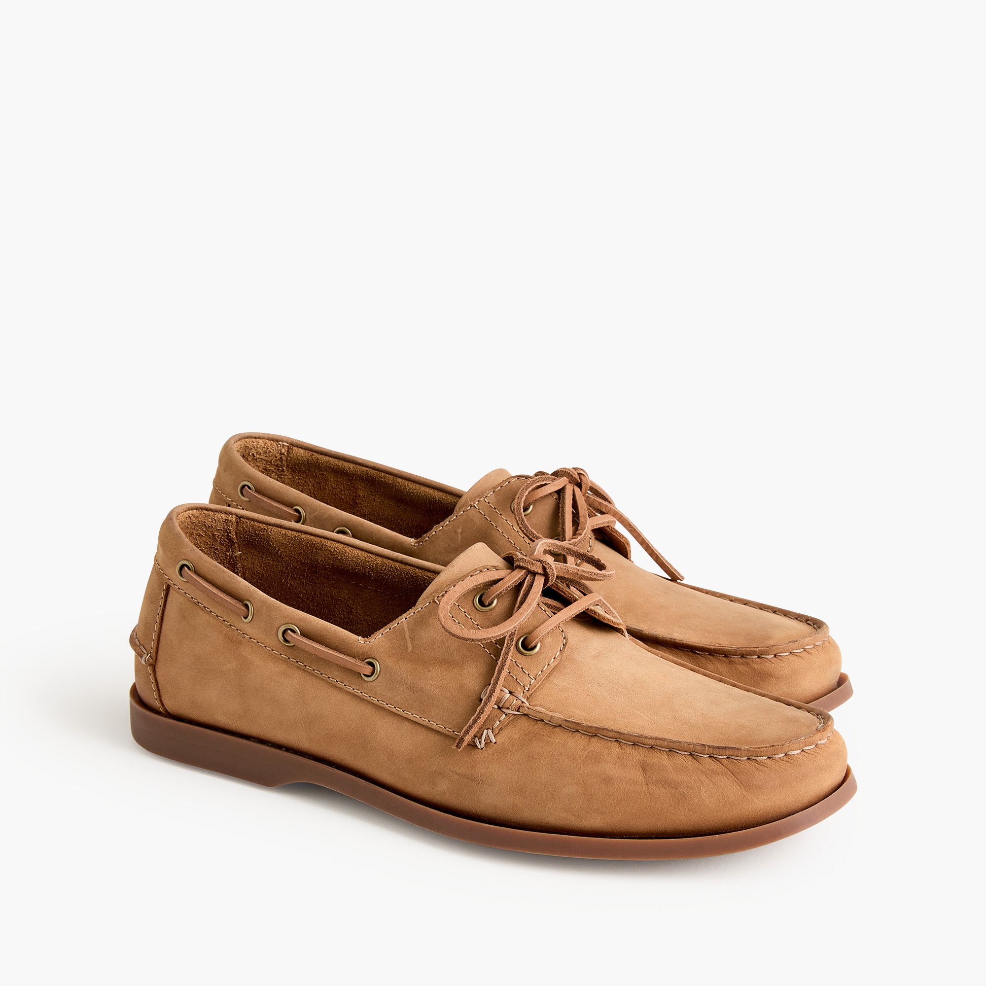 J Crew Boat Shoes Mens 9‎ Dark Seahorse Brown Leather Lace Up Lug Sole Nautical SALER NAUTIC SUEDE - Men main image 4