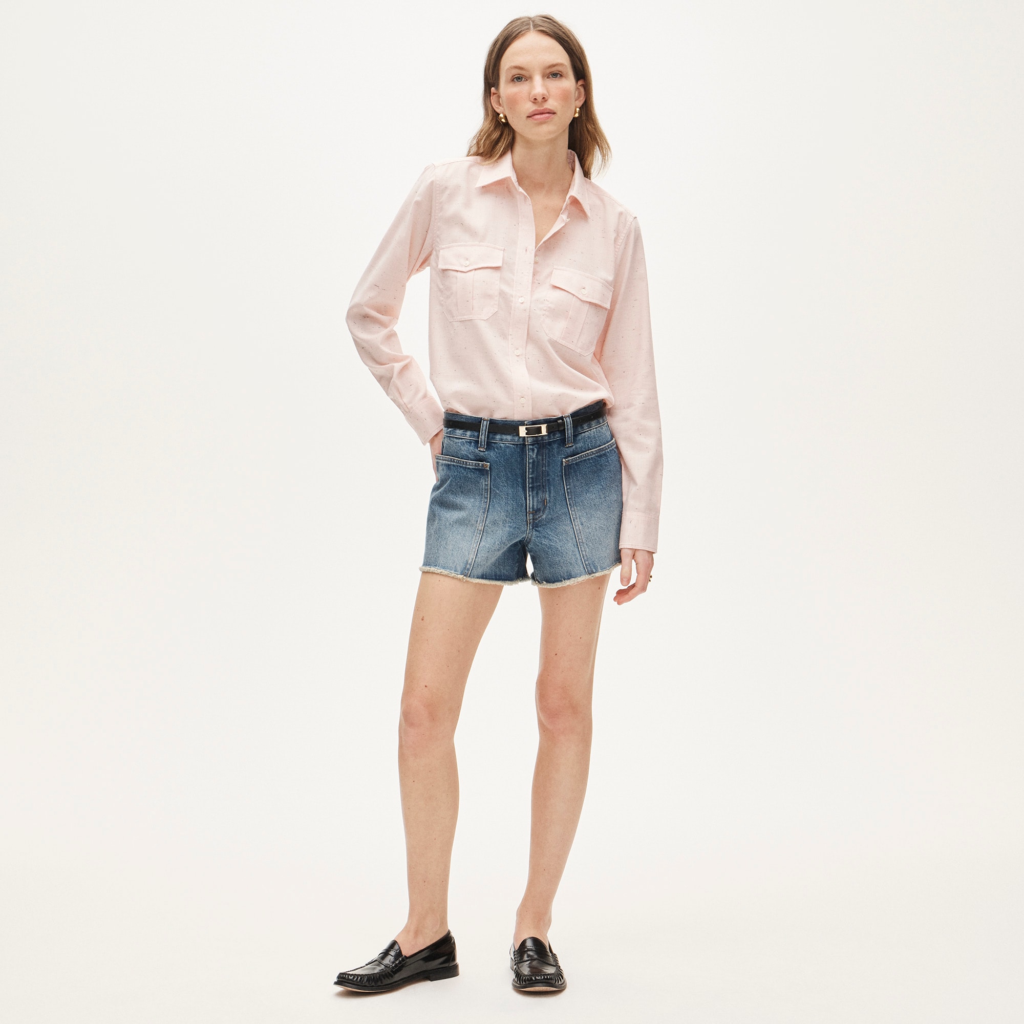 Frayed denim short - image 2