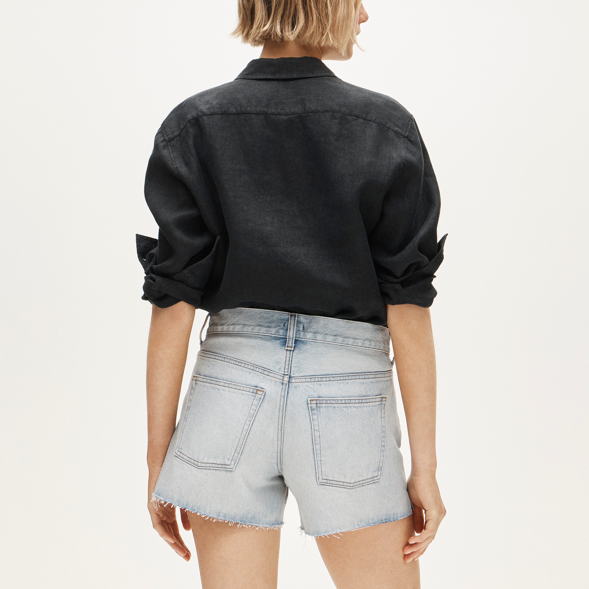 Mid-rise A-line denim short - image 5