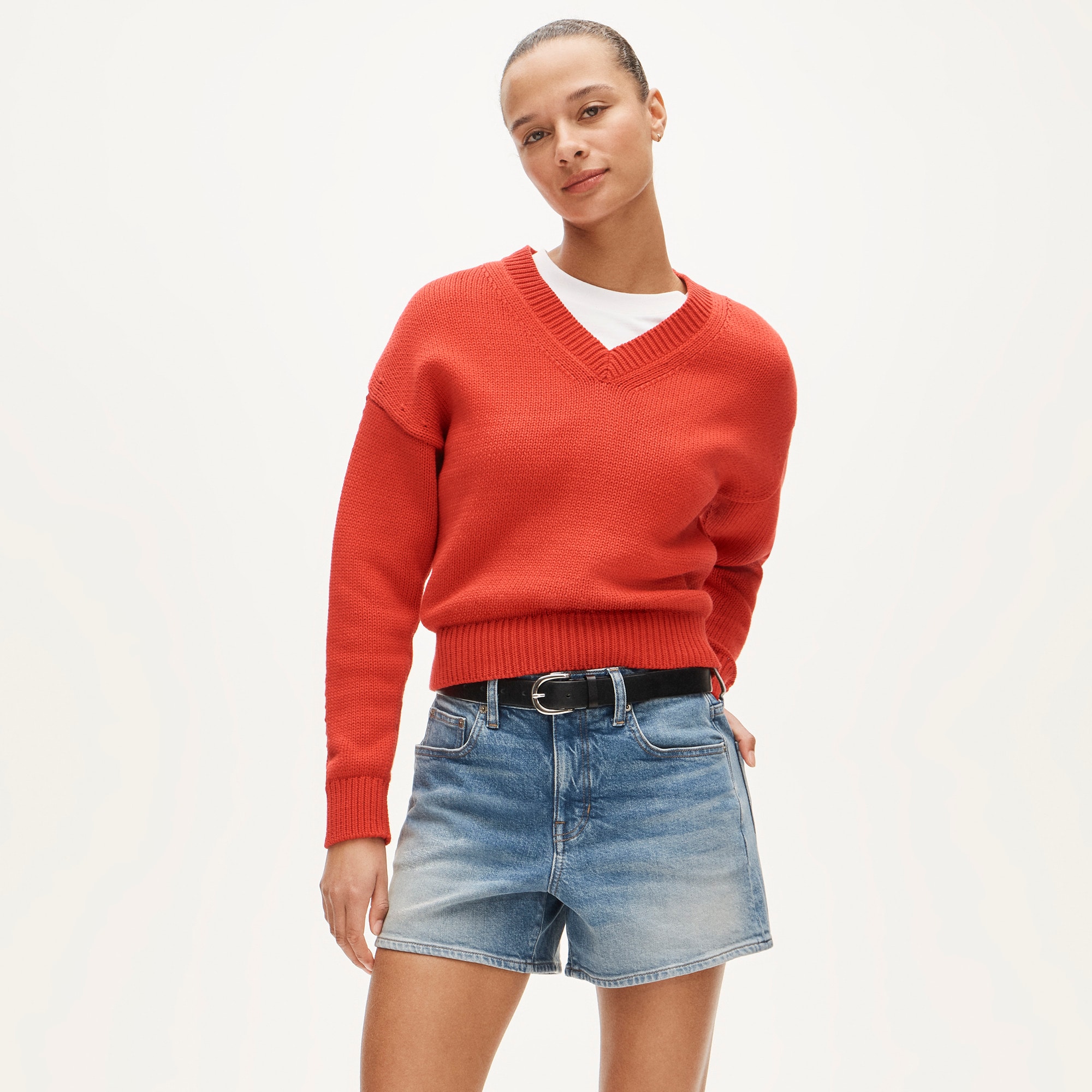  High-rise denim short