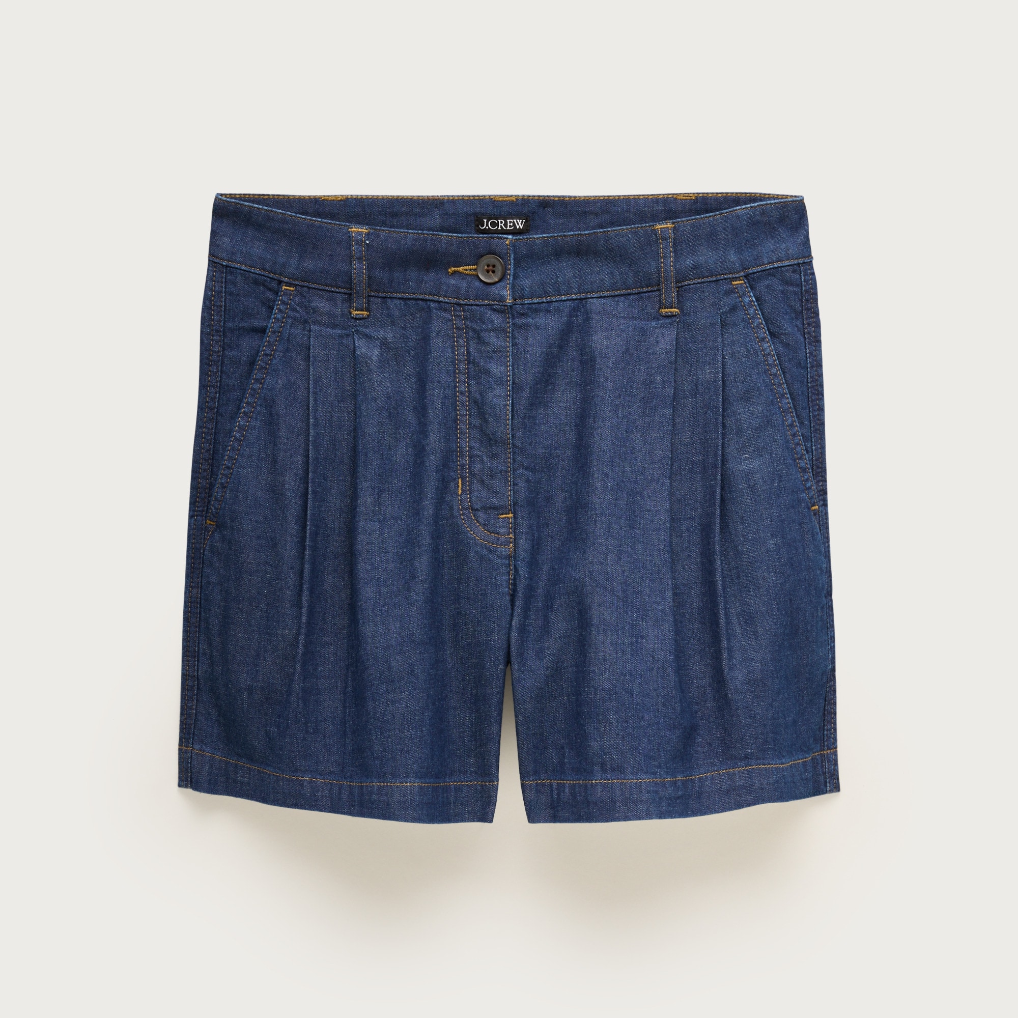 Pleated short in drapey denim from J.Crew - $82.50