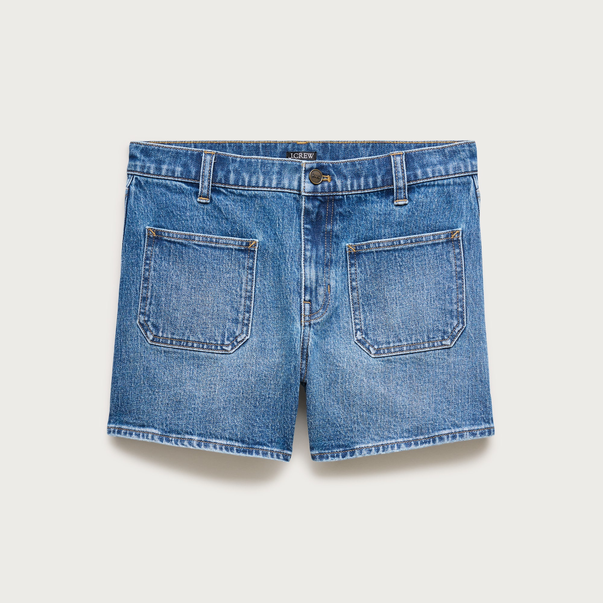 Patch-pocket denim short