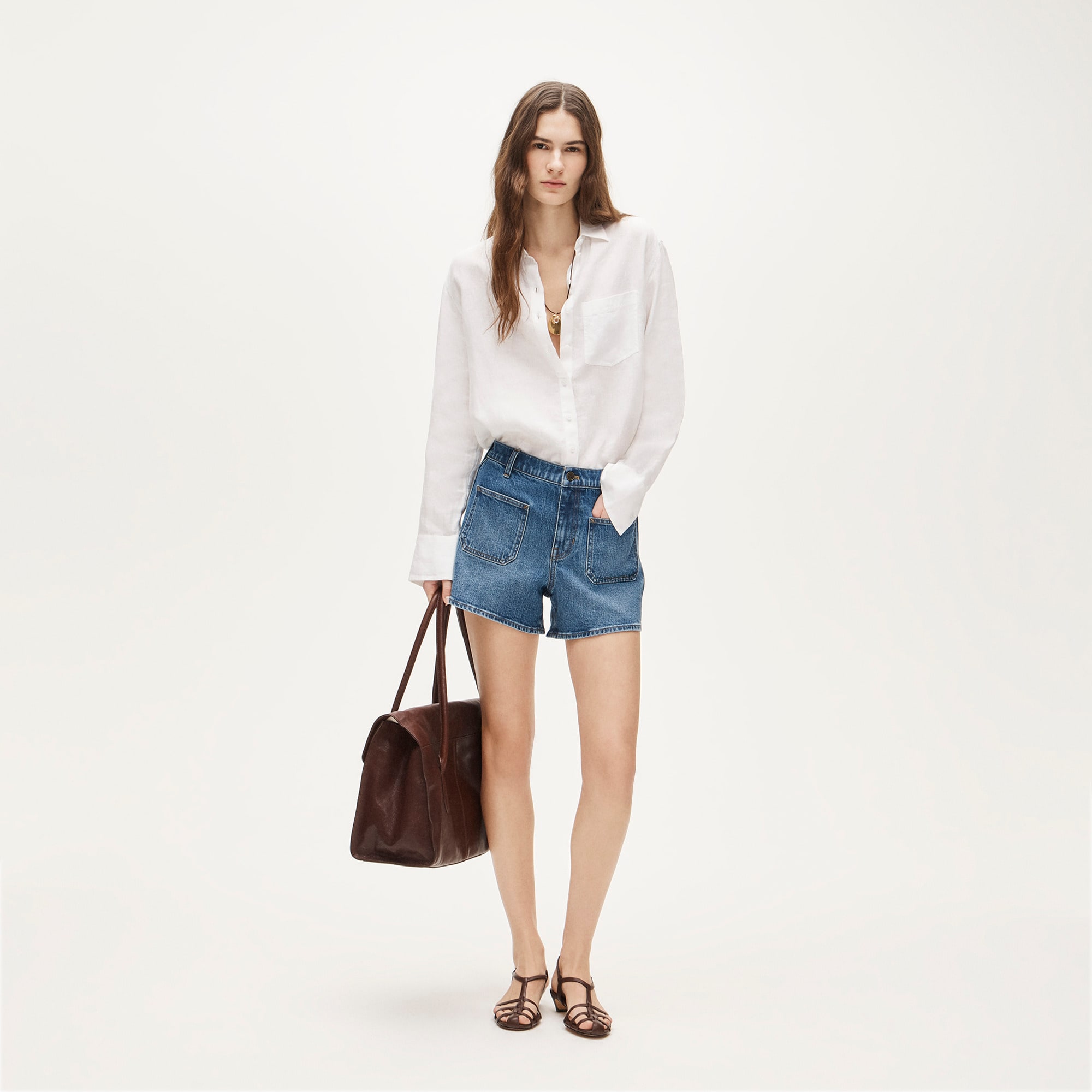 Patch-pocket denim short - image 3