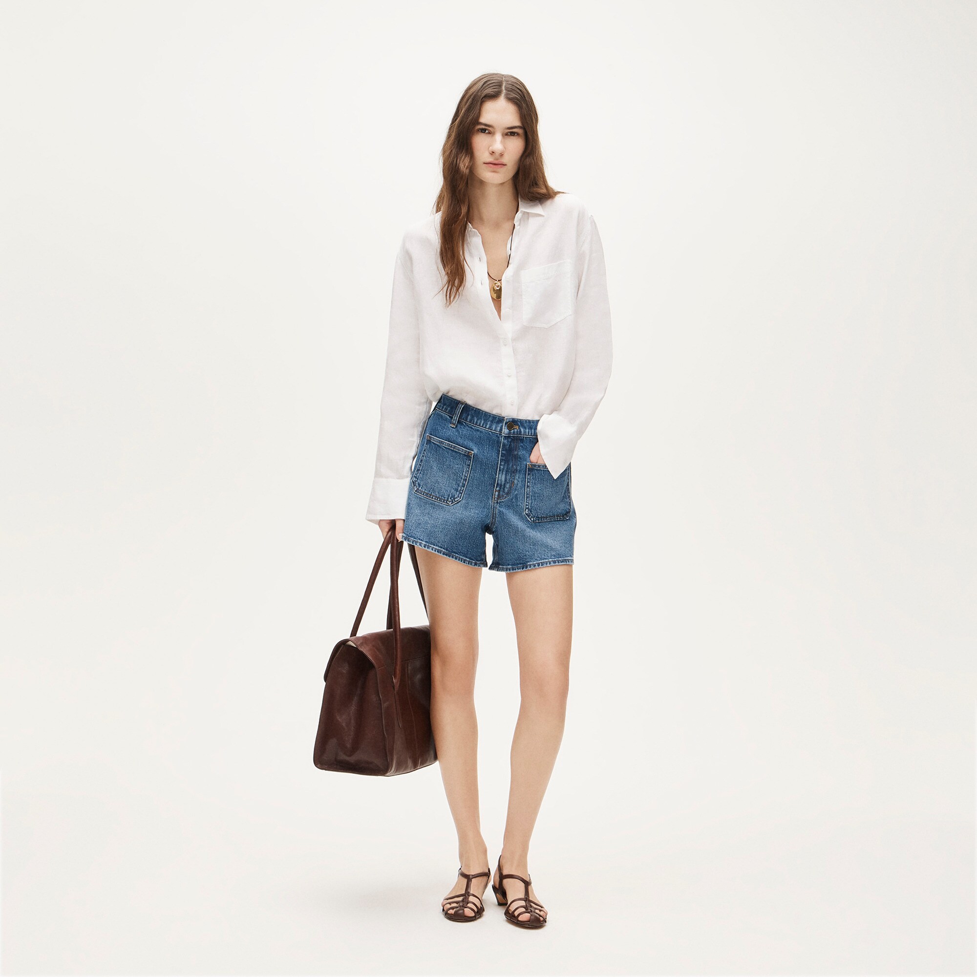 Patch-pocket denim short