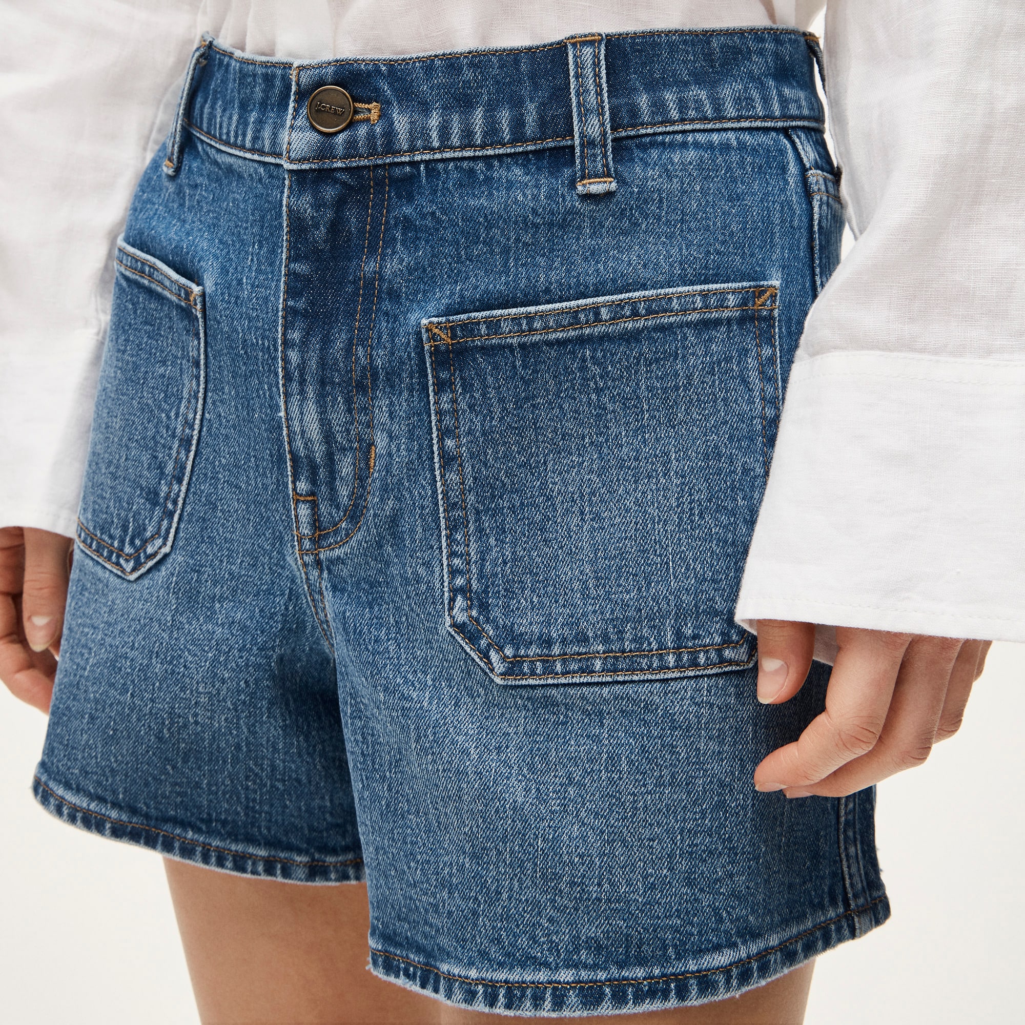 Patch-pocket denim short - image 4
