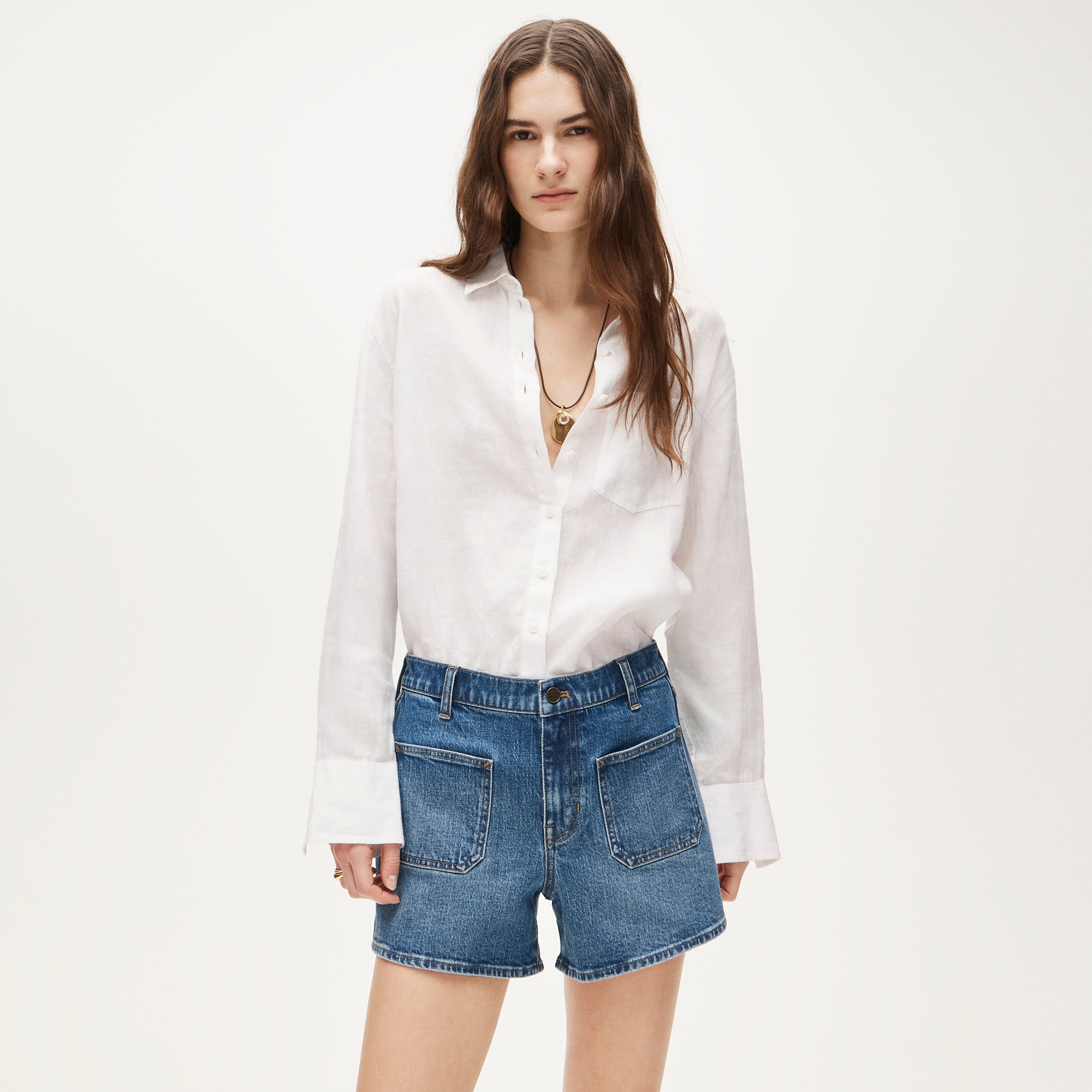 Patch-pocket denim short - image 2