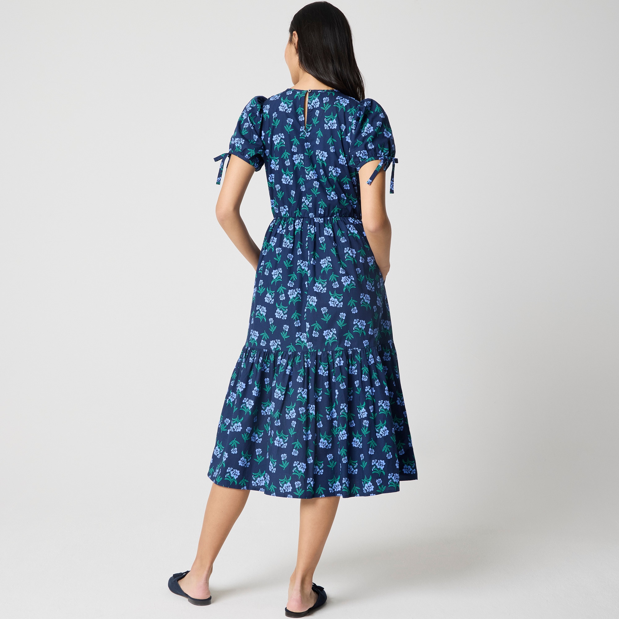 Tie-sleeve midi dress