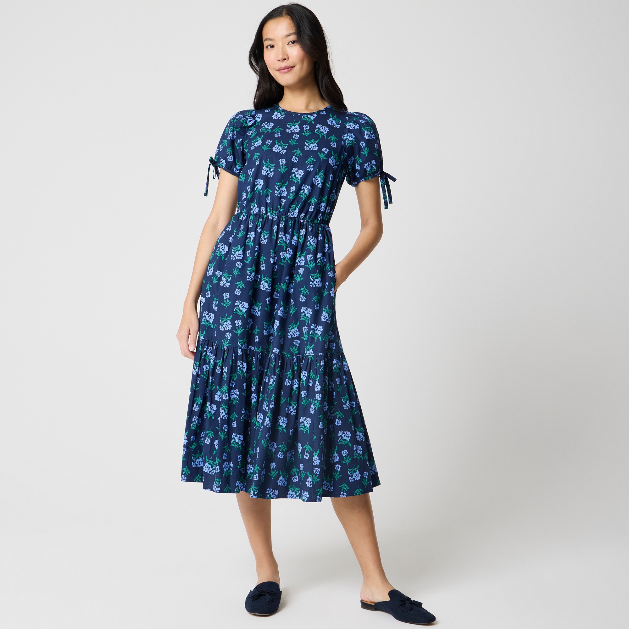 Tie-sleeve midi dress