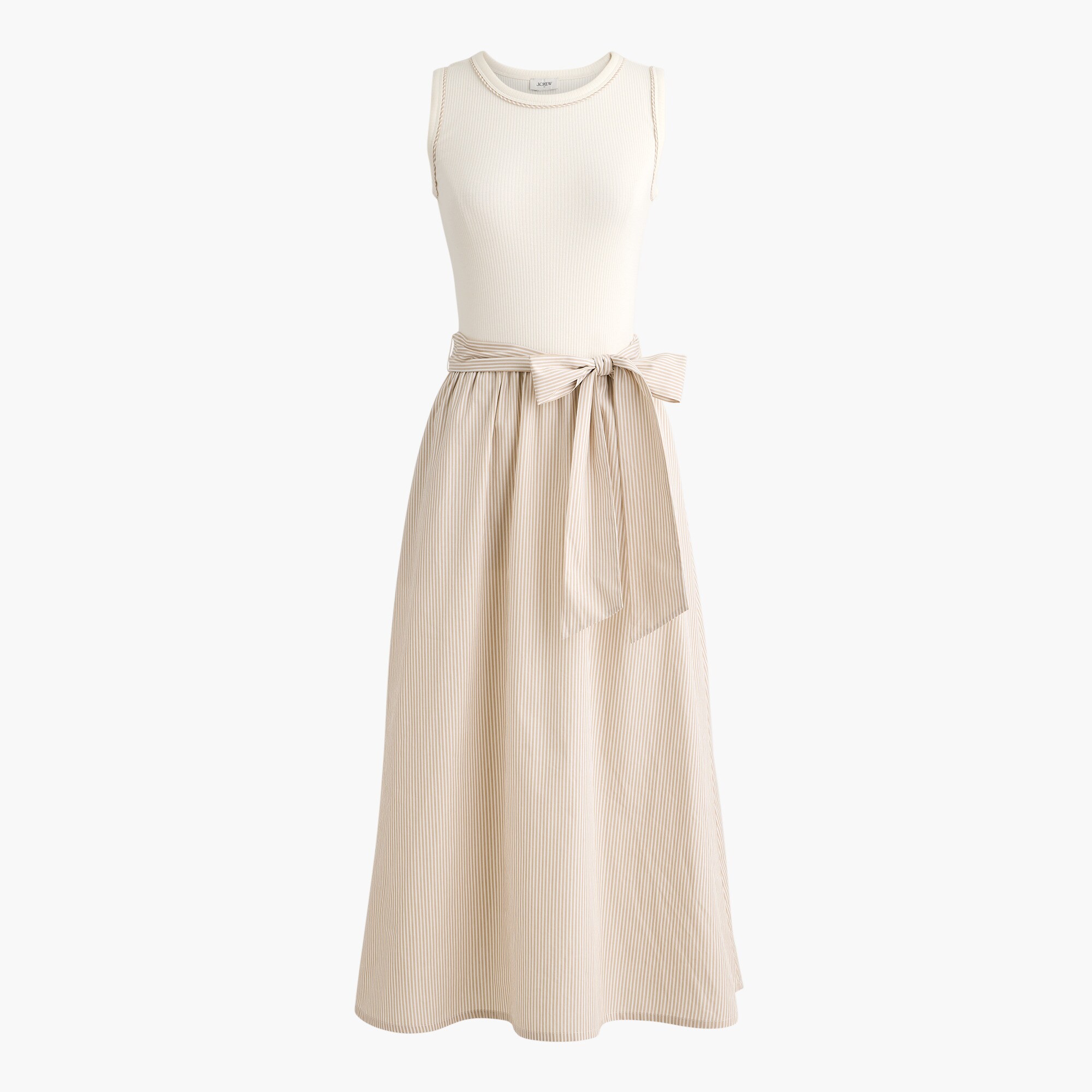 Tie-waist Mixed-media Midi Dress For Women | Factory