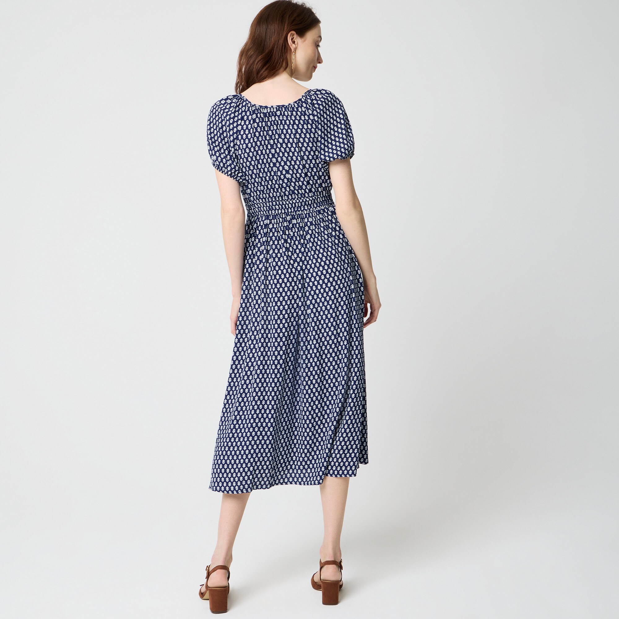 Block-print midi dress